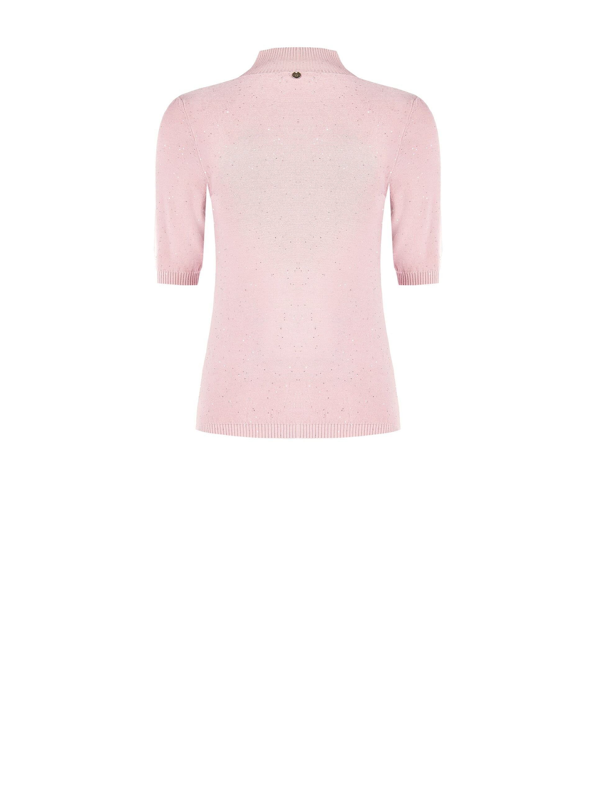 Pull à col roulé à manches courtes recouvert de petits paillettes Rinascimento