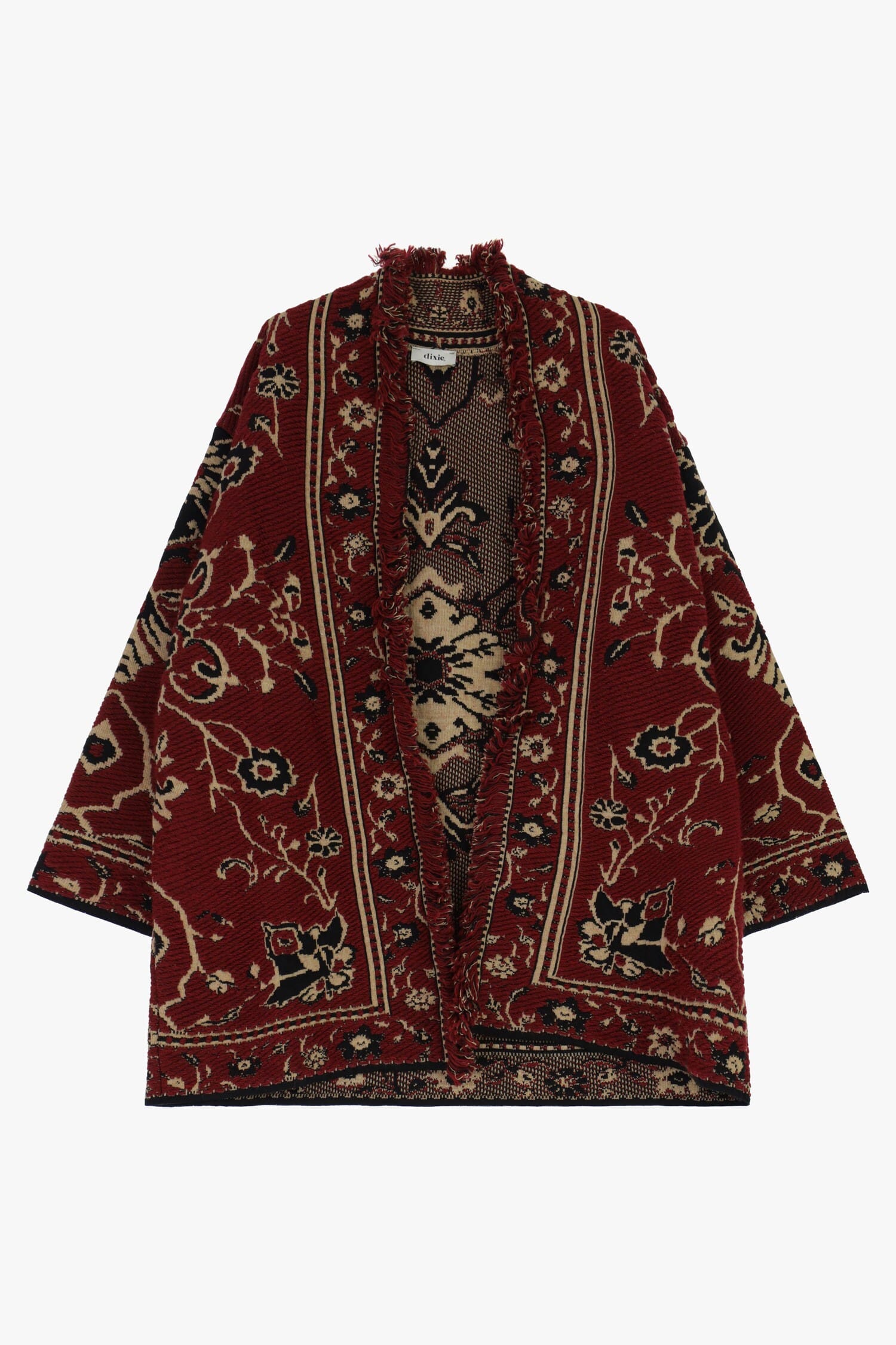 Manteau en jacquard avec franges à motif floral Dixie