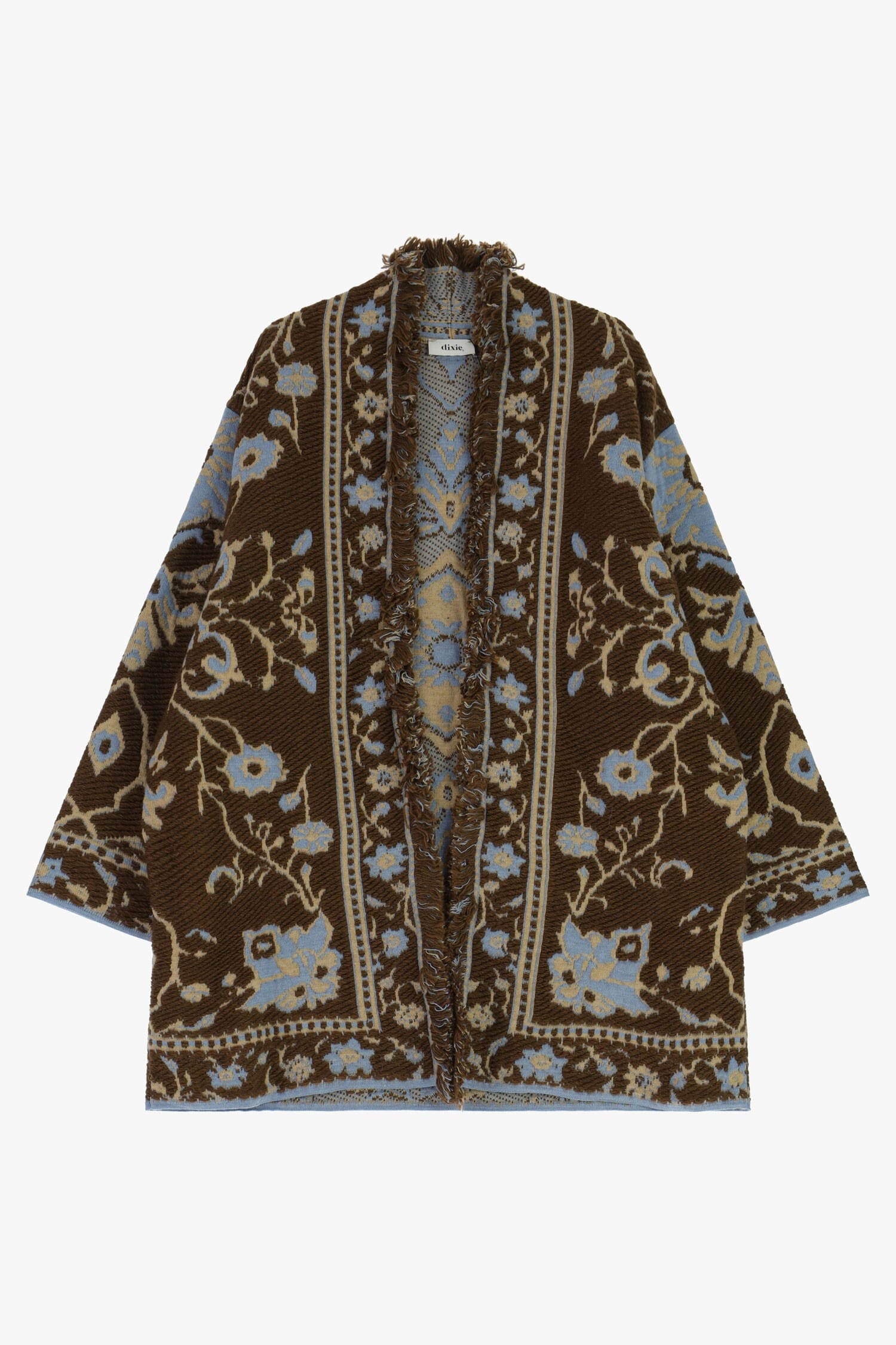 Manteau en jacquard avec franges à motif floral Dixie