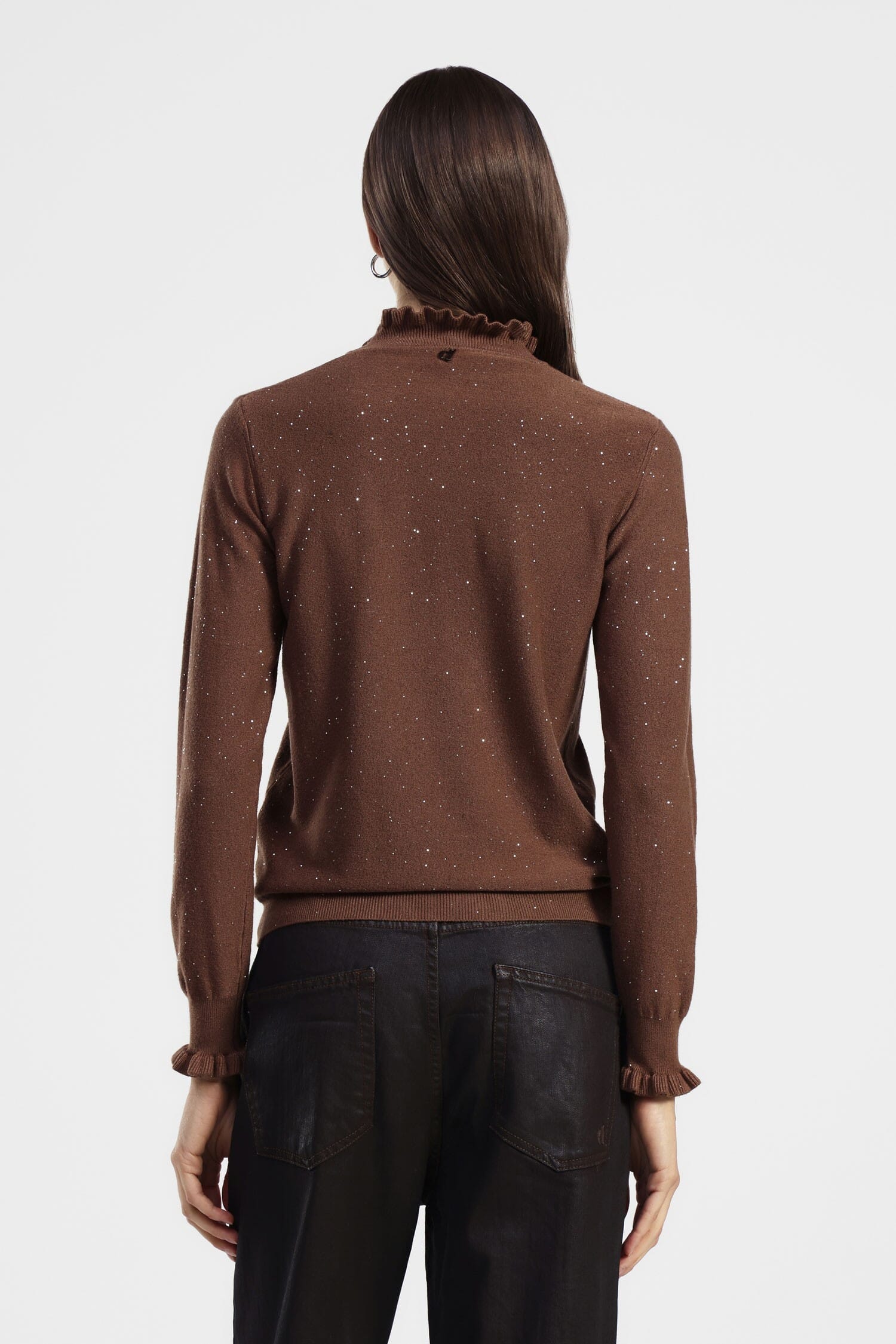 Pull à col rond avec détails à volants et points lumineux Dixie