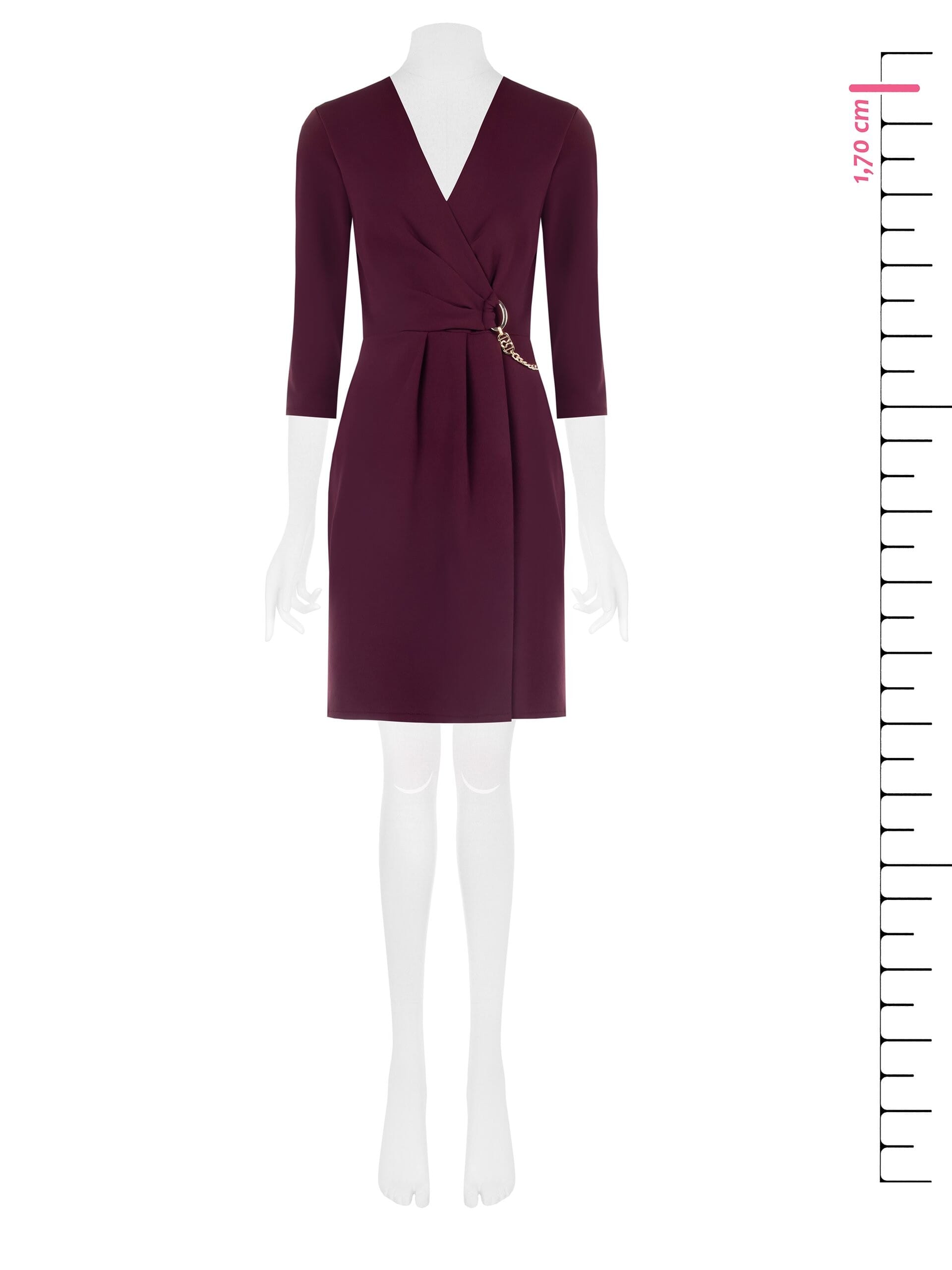 Abito A Tubino In Scuba Crepe Con Scollo A V Incrociato E Dettaglio Catena Rinascimento