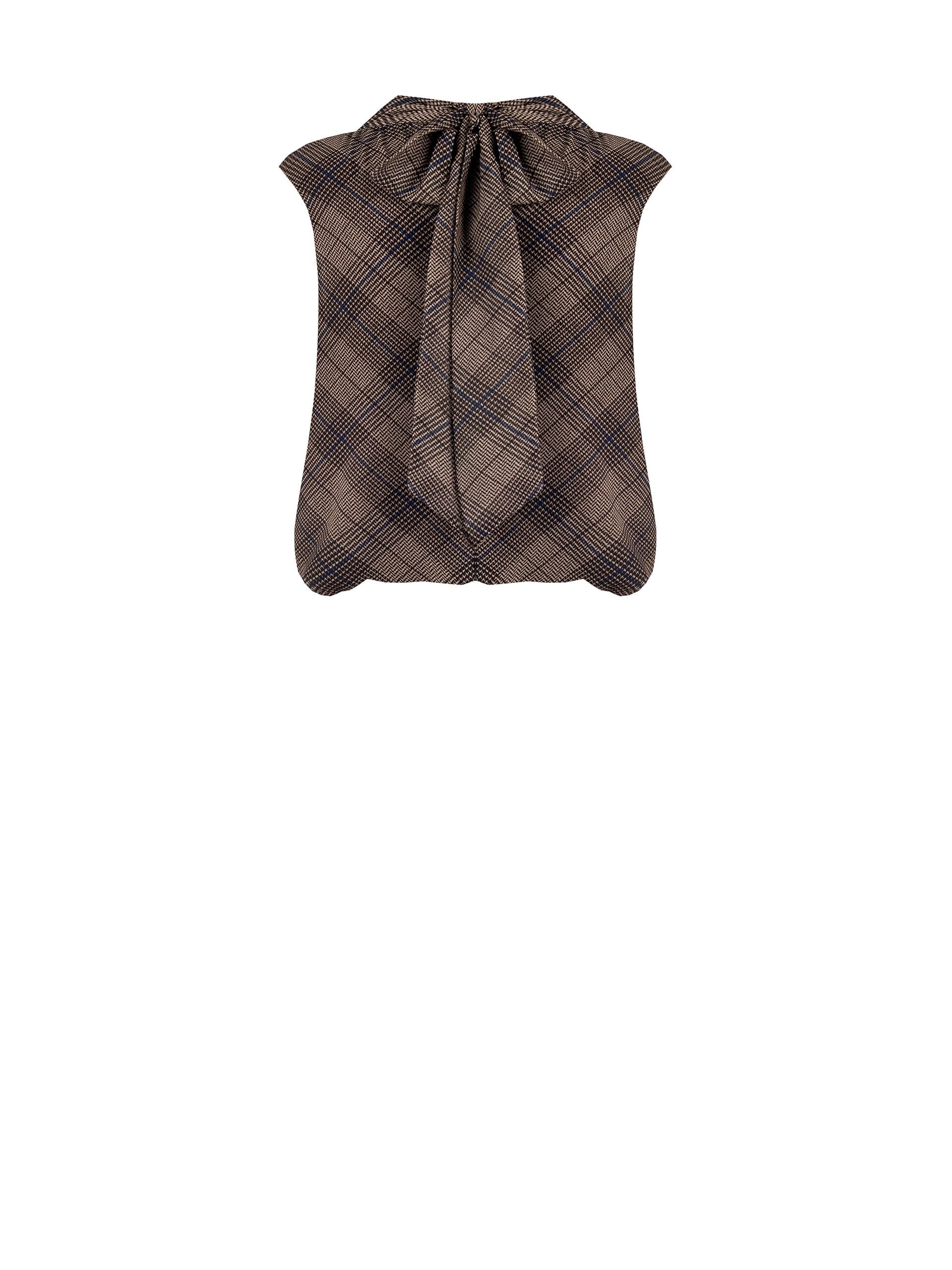 Prince of Wales Georgette Balloon Blouse with Bow Back Rinascimento