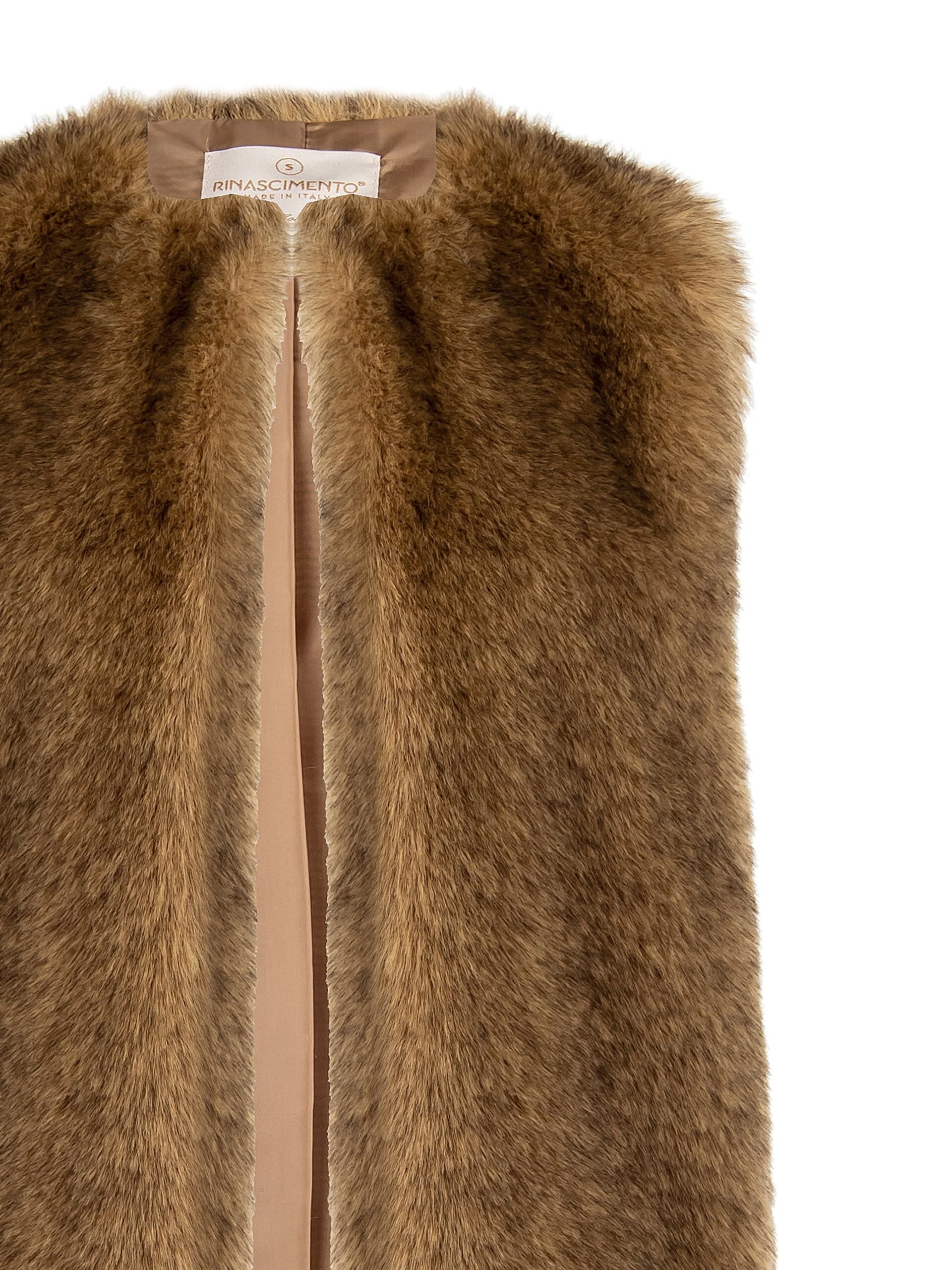 Manches longues en fourrure synthétique avec poches et fermeture à crochet Rinascimento