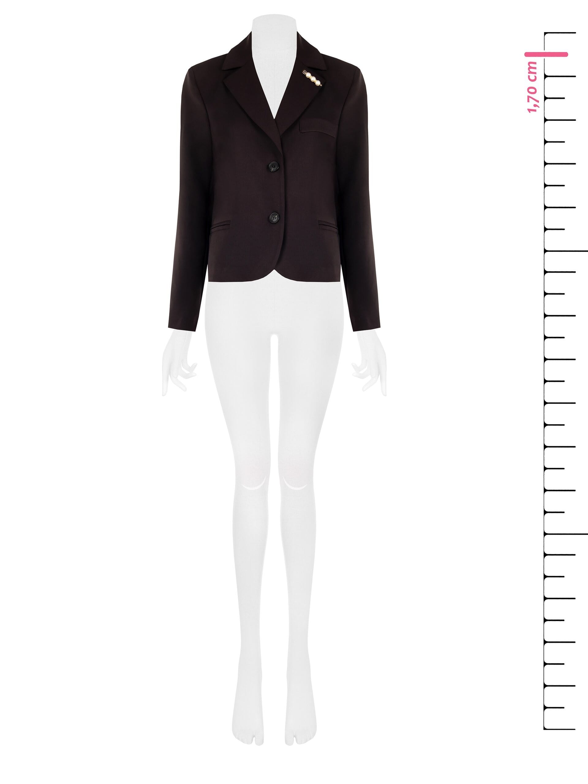 Rinascimento Pearl Brooch Over Short Blazer Jacket