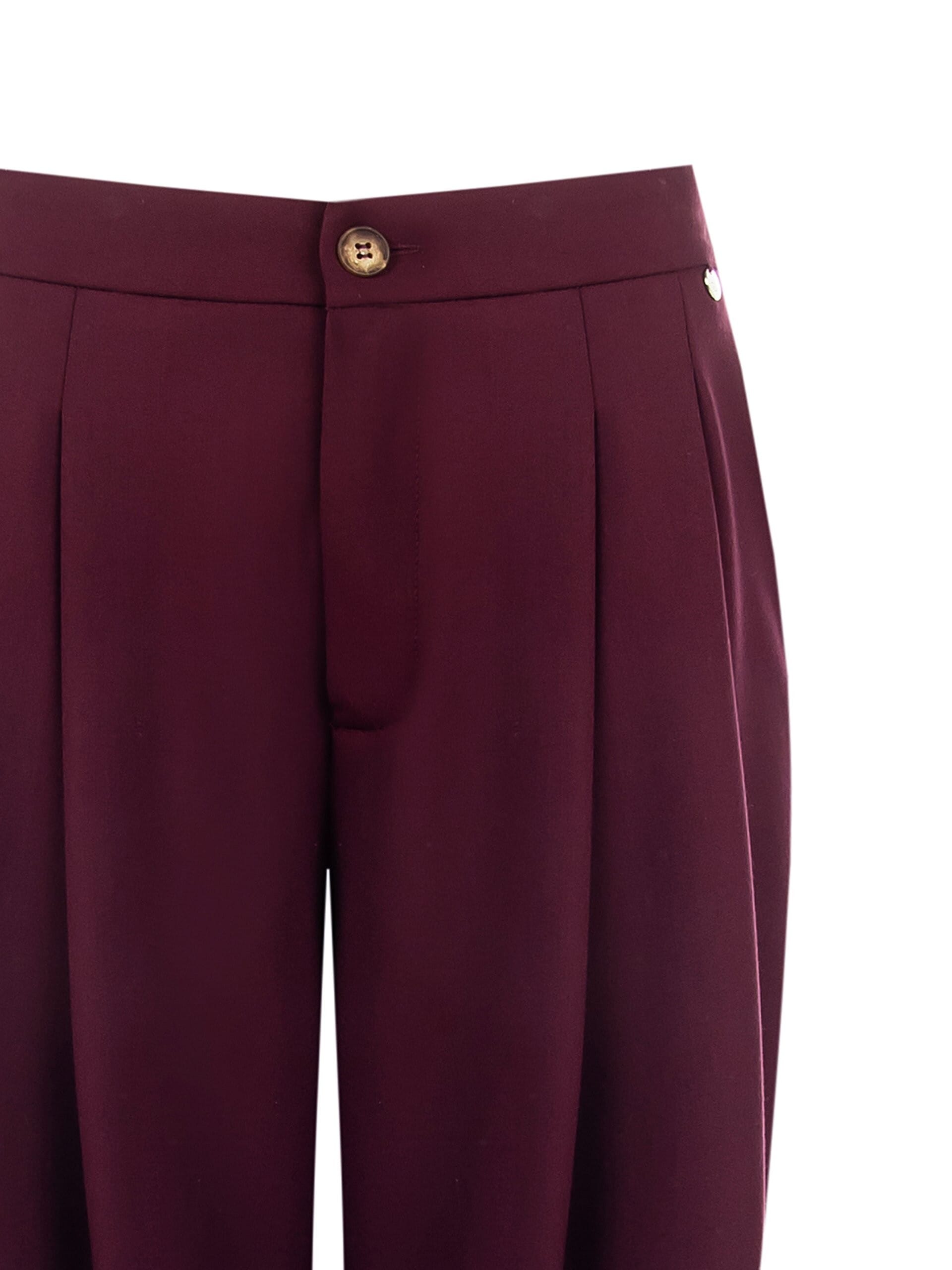 Pantalon palazzo en viscose mélangée avec doubles plis et élastiques dans le dos Rinascimento