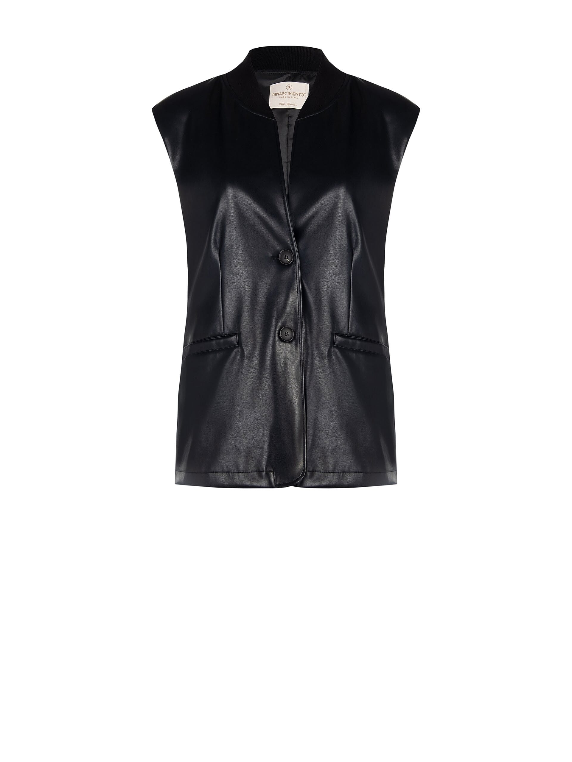 Gilet Lungo In Simil Pelle Con Spalline Rinascimento