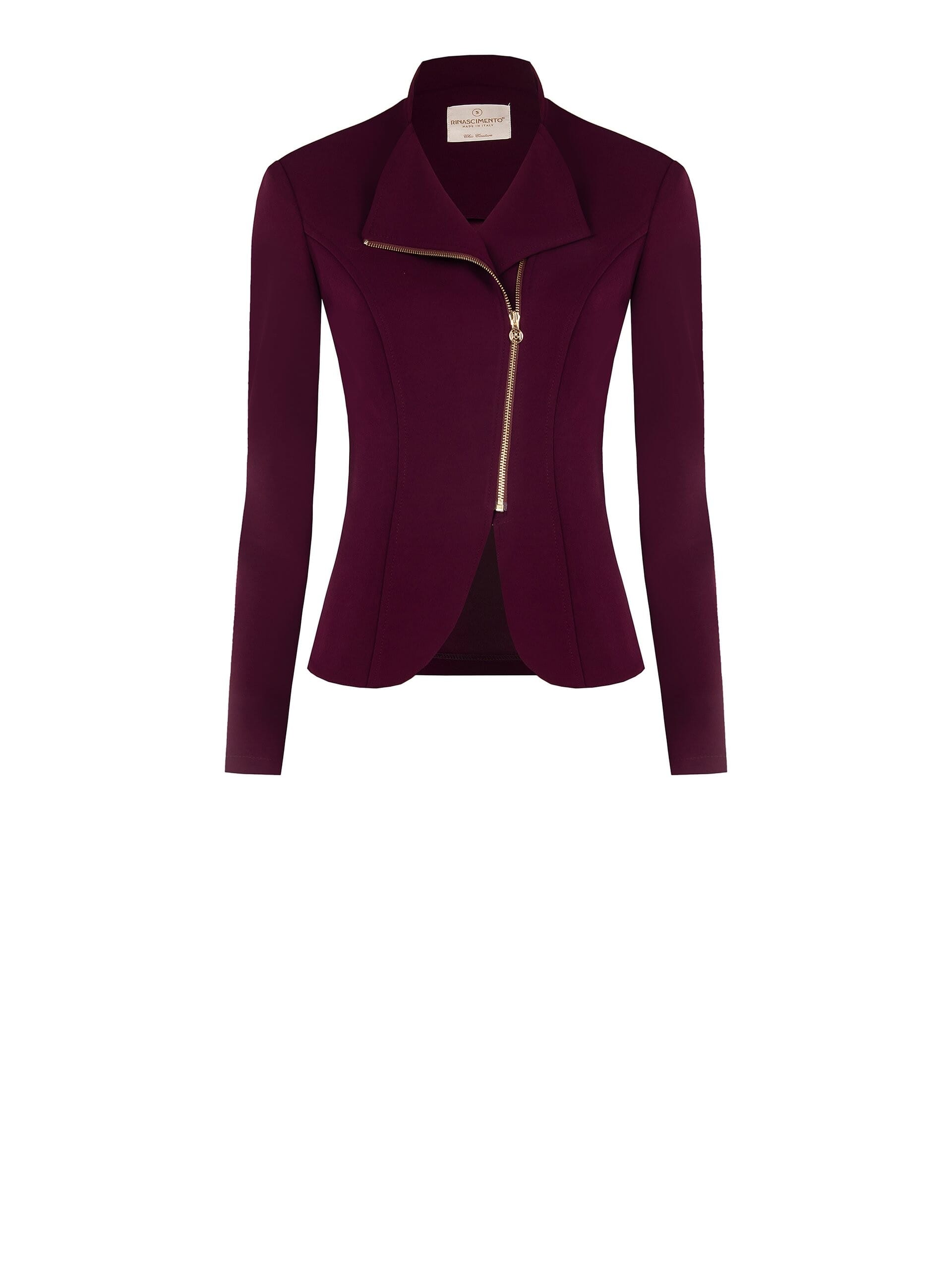 Giacca Sfiancata In Scuba Crepe Con Zip Logo Rinascimento