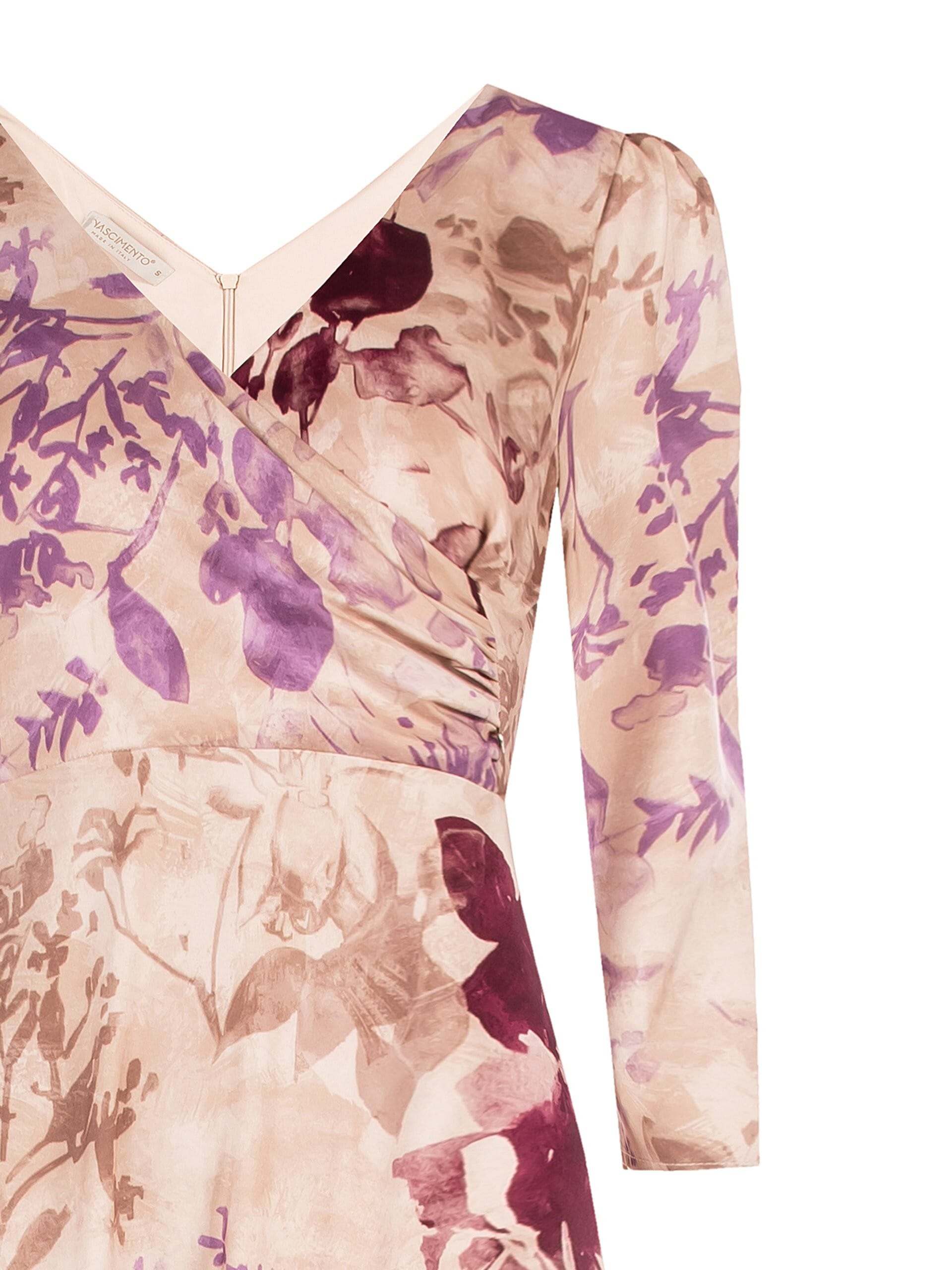 Abito Lungo Impero In Raso A Fiori Con Scollo A V Rinascimento