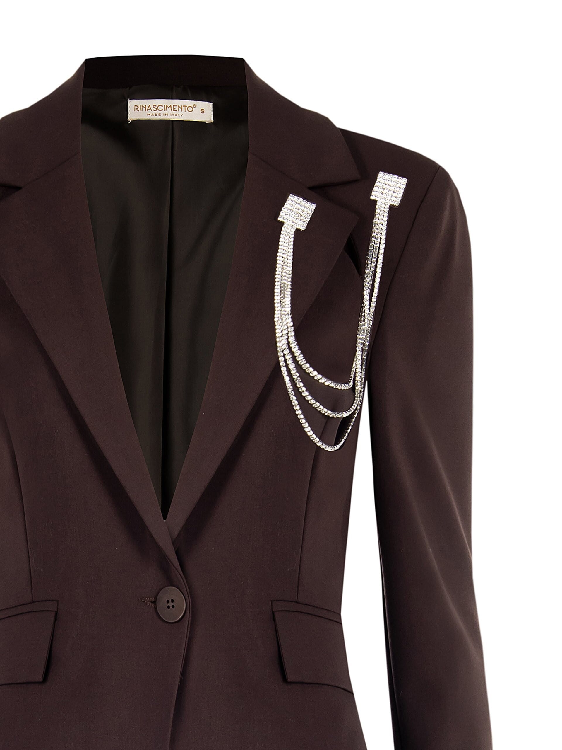 Veste blazer en viscose avec double épingle en strass Rinascimento