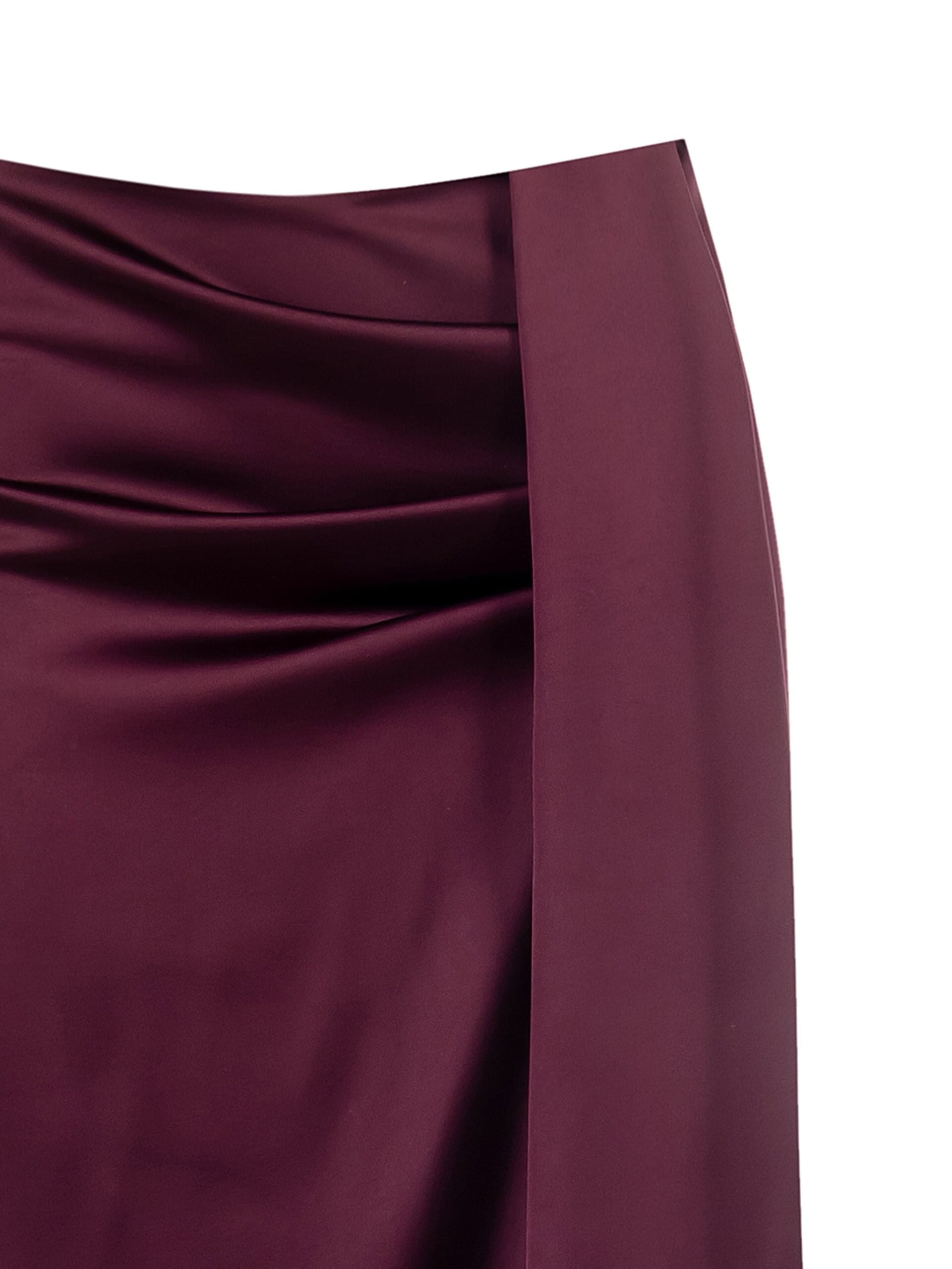 Long Draped Satin Skirt With Back Zip Rinascimento