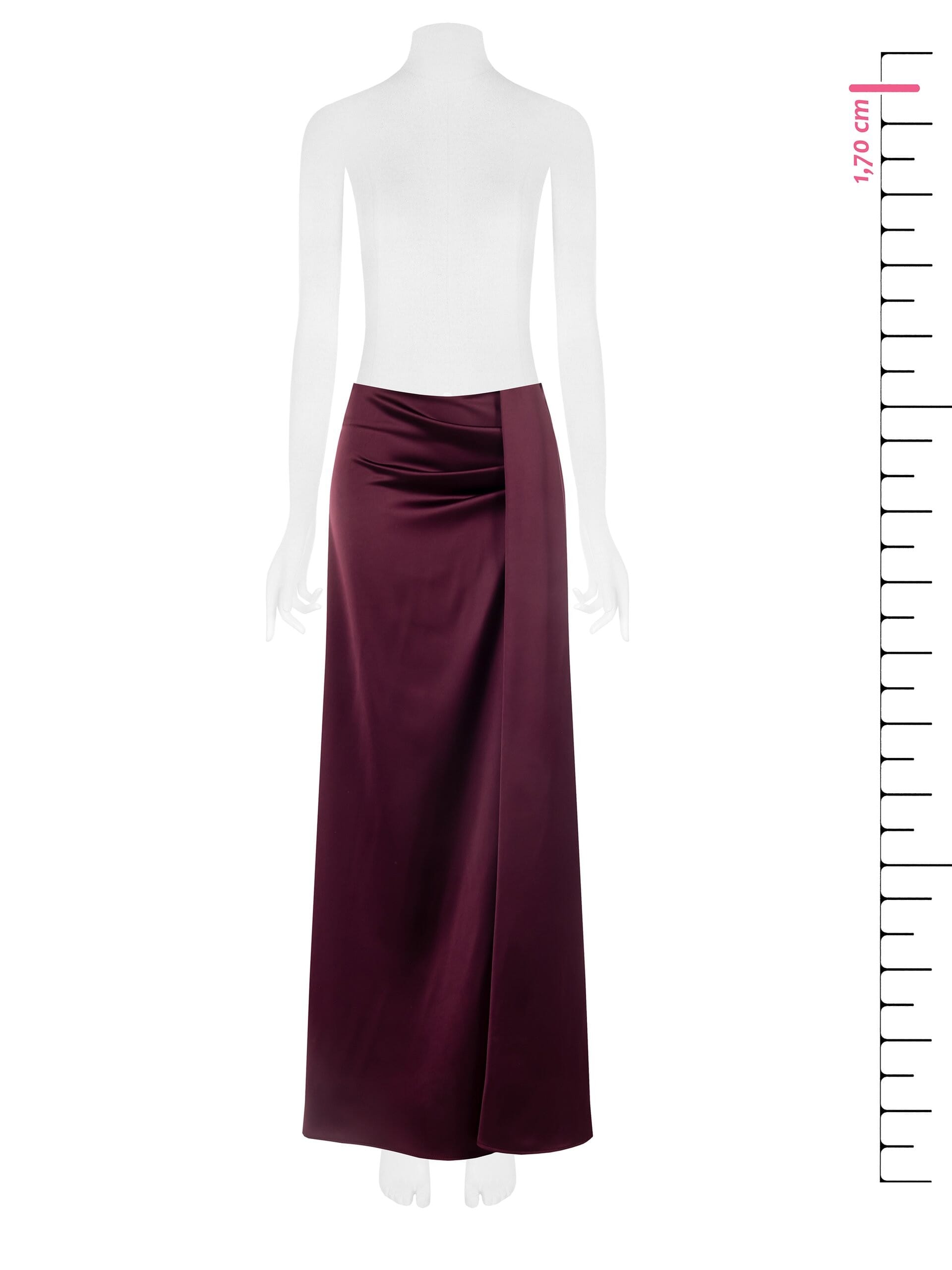 Long Draped Satin Skirt With Back Zip Rinascimento