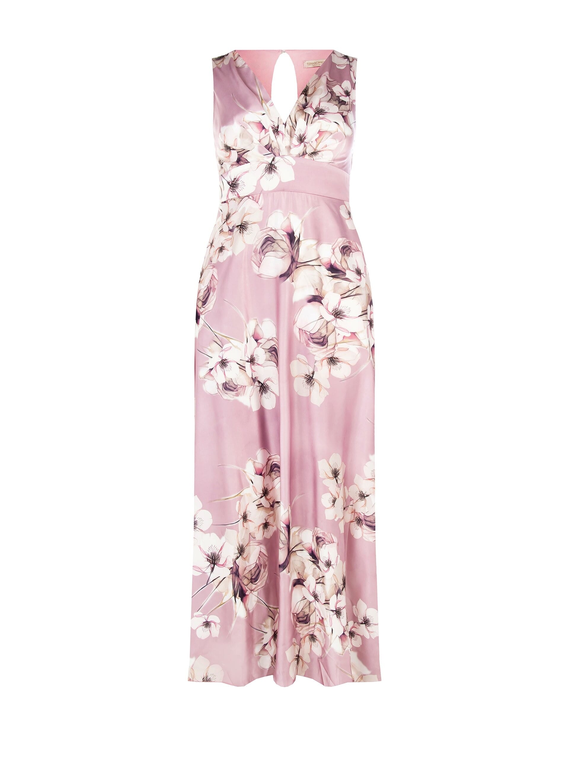 Rinascimento Curvy Satin Empire Long Dress With Bowknot Behind