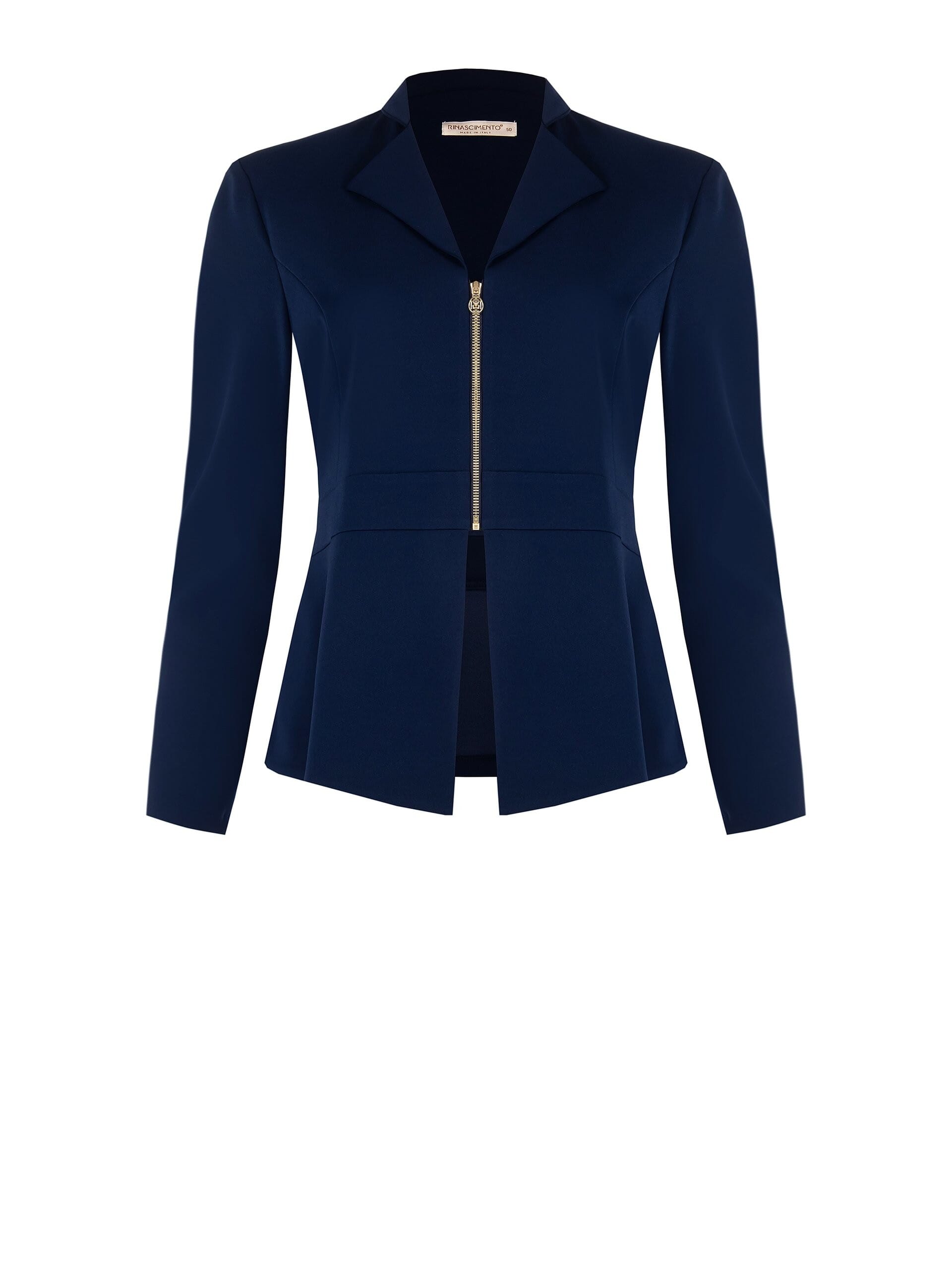 Rinascimento Curvy Slim Fit Scuba Crepe Jacket With Zip And Epaulettes