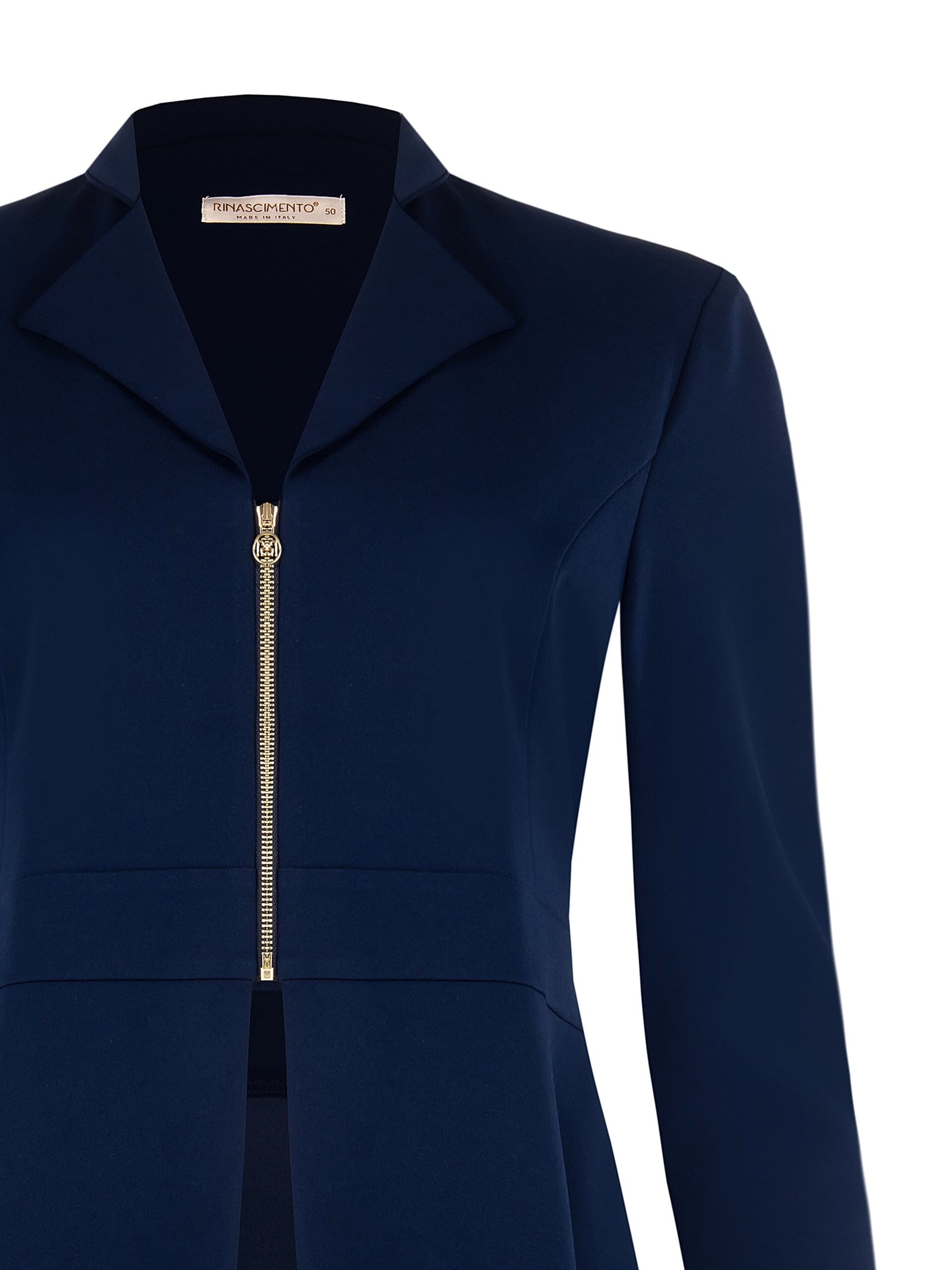 Rinascimento Curvy Slim Fit Scuba Crepe Jacket With Zip And Epaulettes