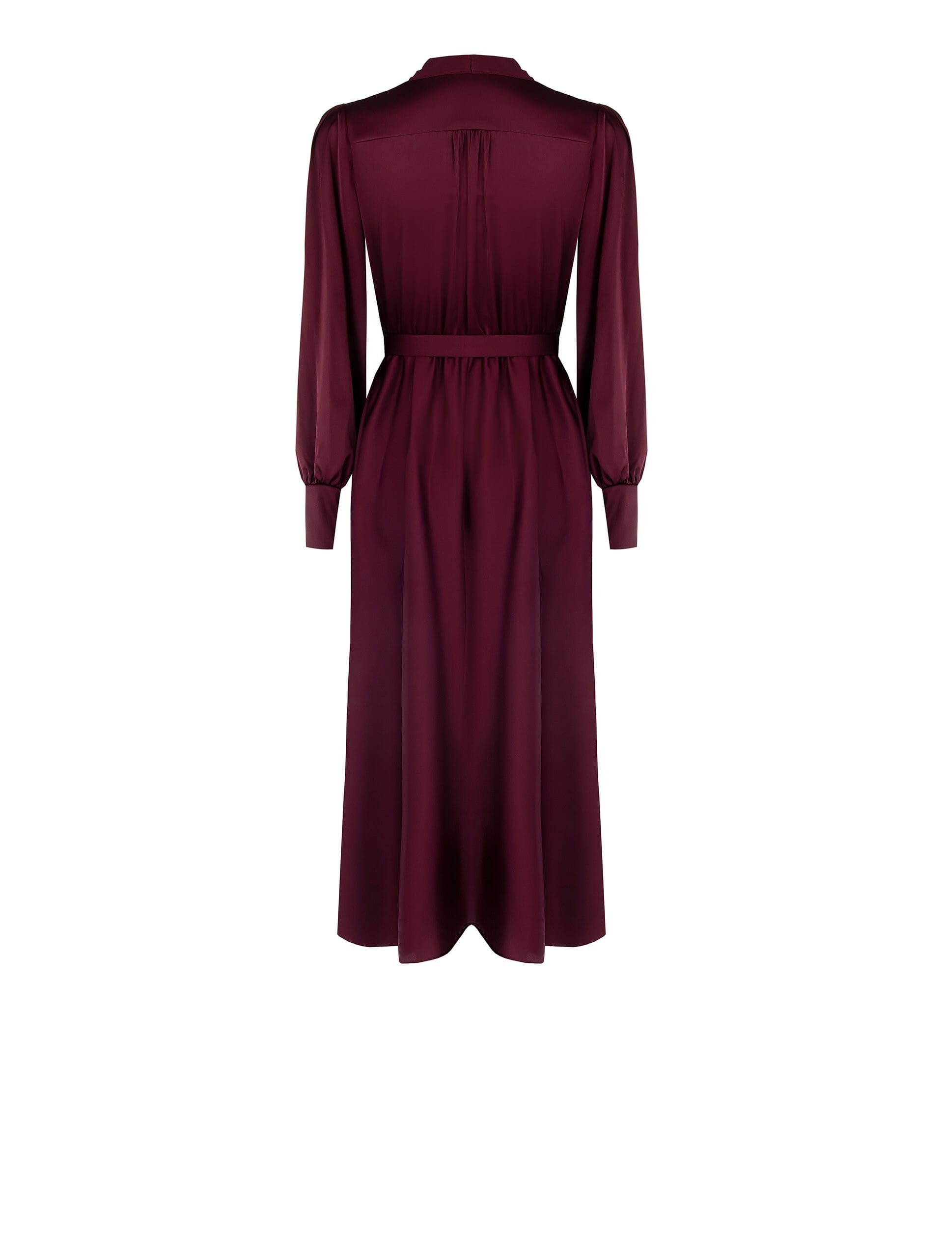 Abito Lungo A Ruota In Raso Con Cintura Rigida Logo E Scollo A V Incrociato Rinascimento