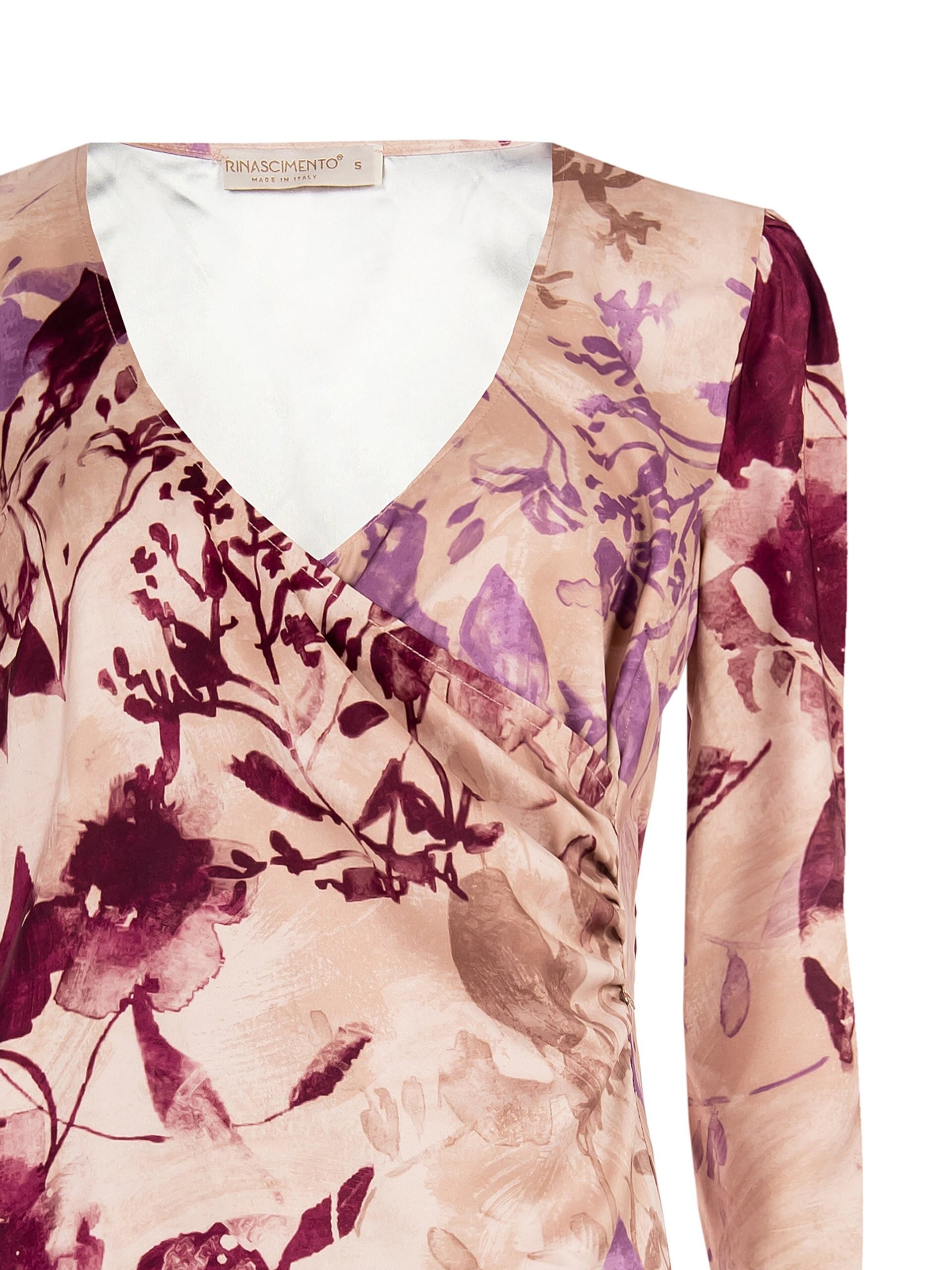 Rinascimento - Chemisier en satin fleuri à col V croisé