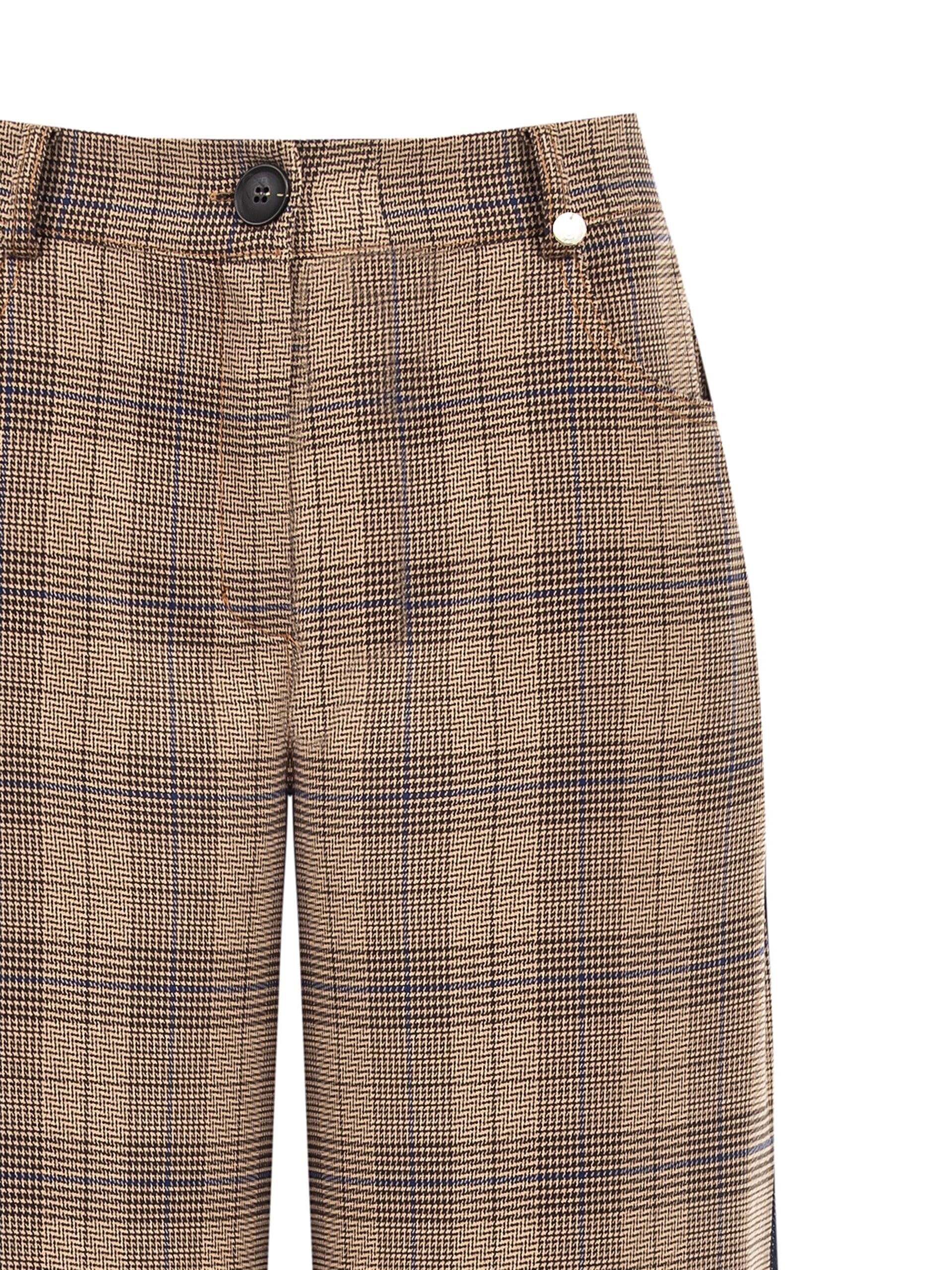 Prince of Wales And Denim Retro Front Palazzo Trousers Rinascimento