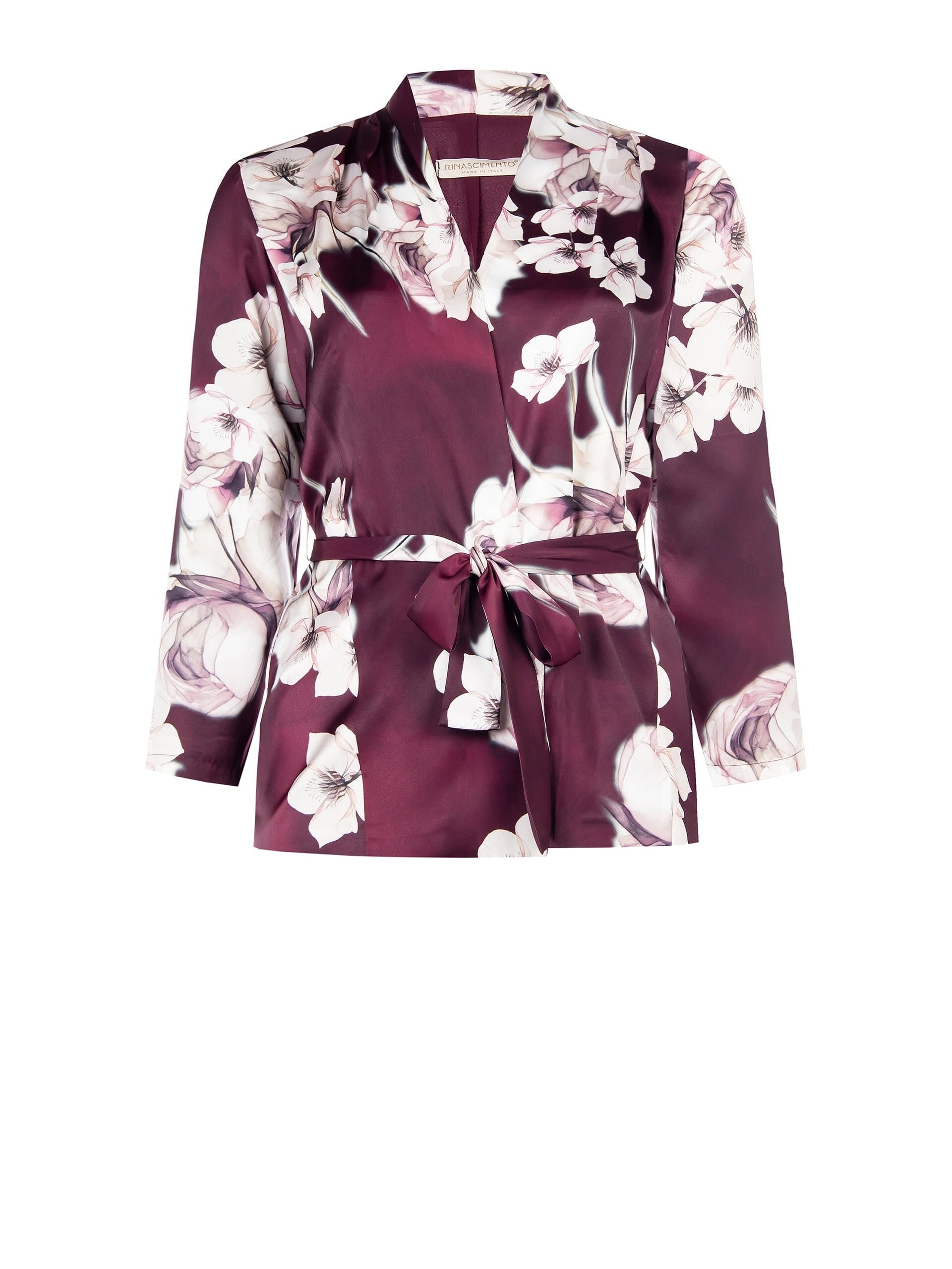 Rinascimento Curvy Kimono Cardigan ouvert en satin avec ceinture et bretelles coordonnées