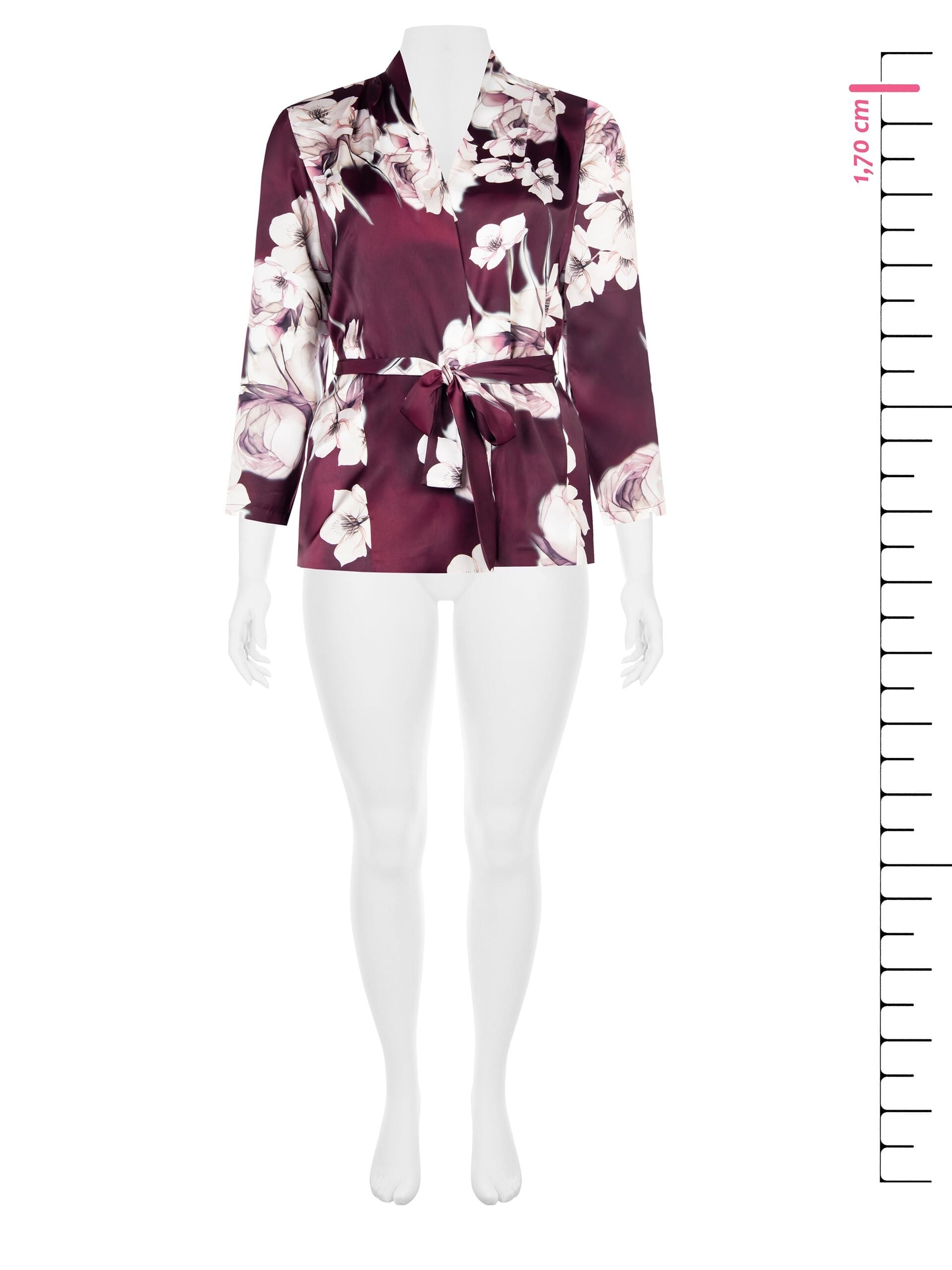 Rinascimento Curvy Kimono Cardigan ouvert en satin avec ceinture et bretelles coordonnées