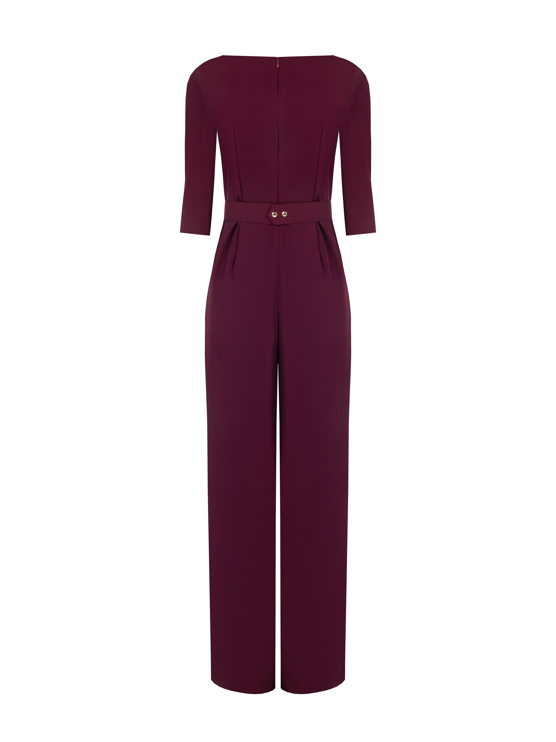 Tuta Intera Palazzo In Tessuto Fluido Con Maniche A 3/4 E Cintura Logo Rigida Coordinata Rinascimento