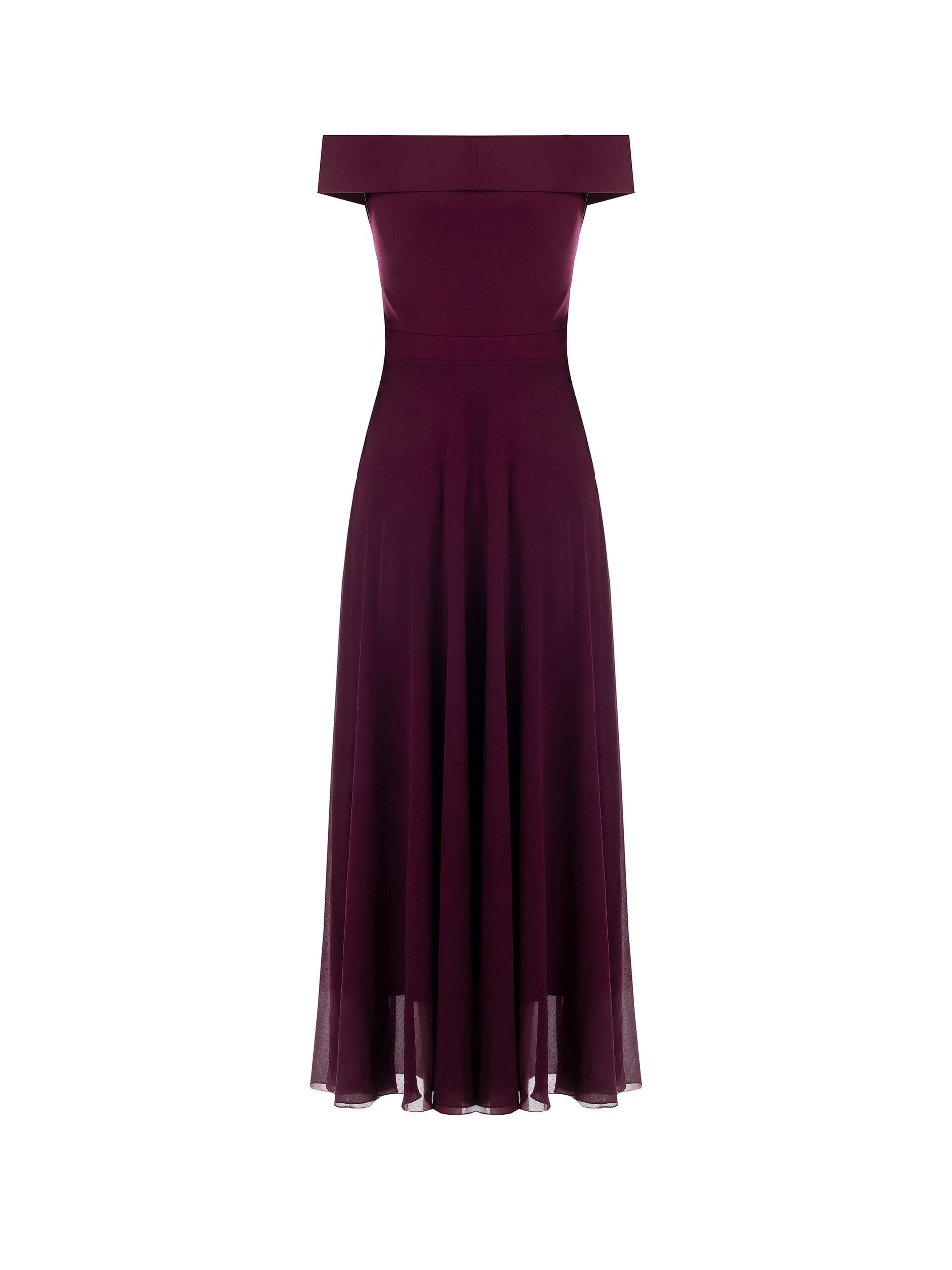 Abito Lungo In Scuba Crepe E Georgette Con Spilla Fiore Rinascimento