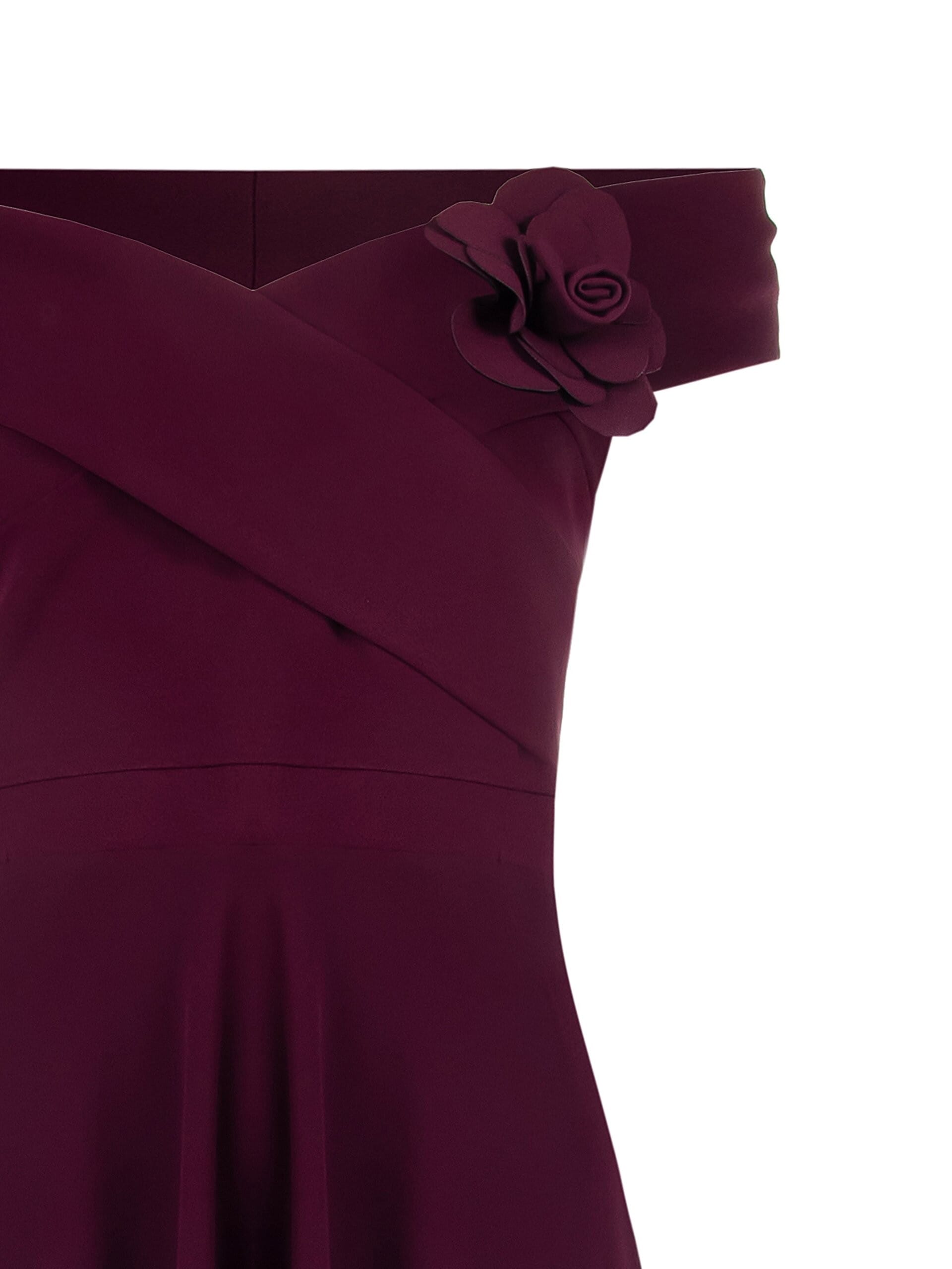 Abito Lungo In Scuba Crepe E Georgette Con Spilla Fiore Rinascimento