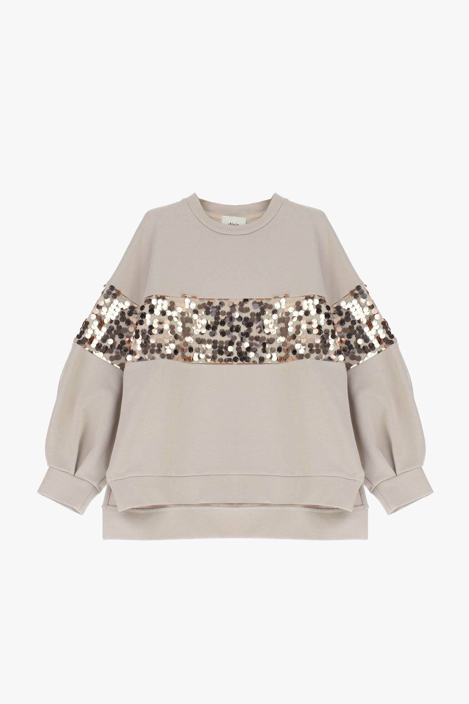 Felpa Girocollo Con Maxi Paillettes Sulle Maniche Dixie