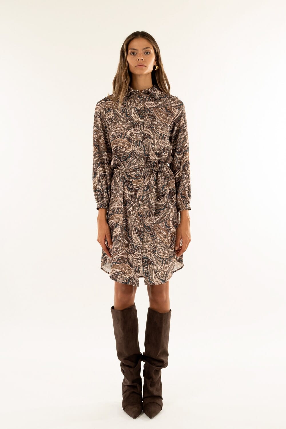 Abito Tunica Bottoni Cintura Kontatto