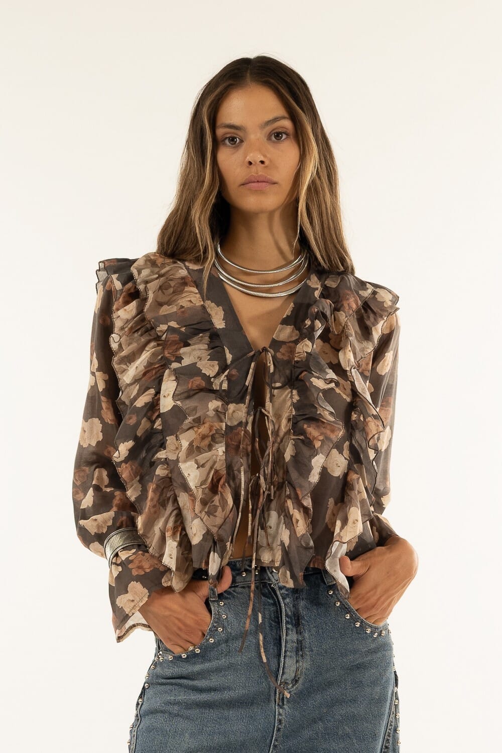 Camicia Lacci Fantasia Rouches Kontatto