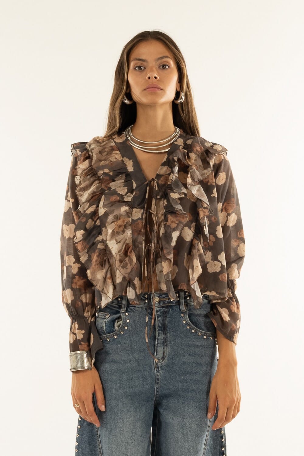 Camicia Lacci Fantasia Rouches Kontatto