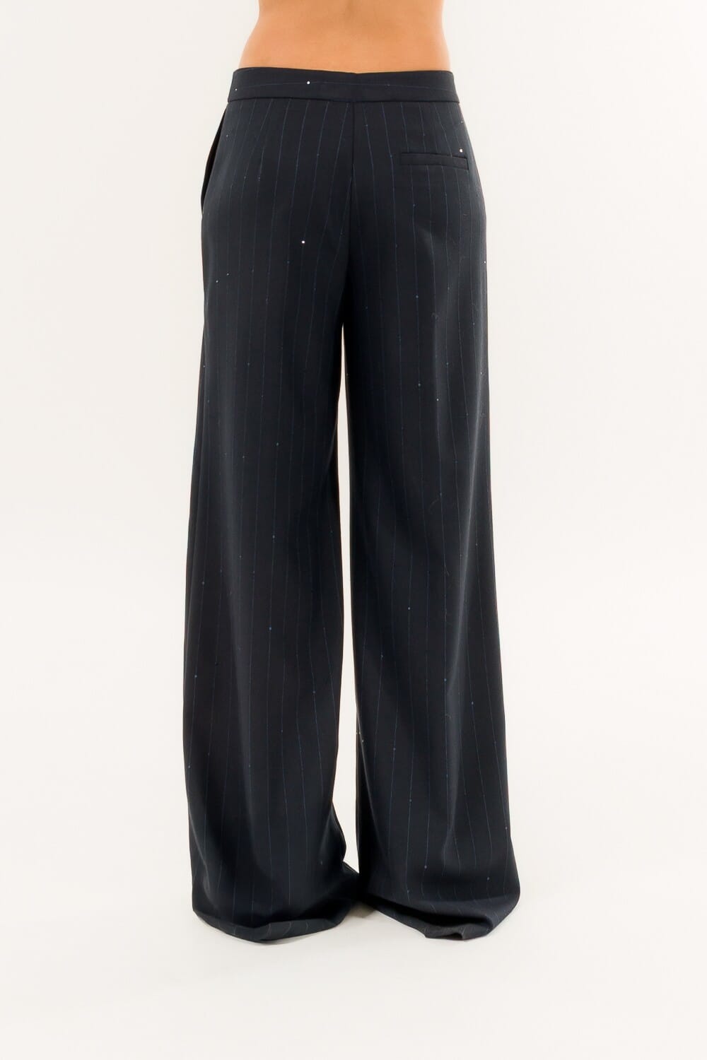 Pantalone Largo Gessato Paillette Kontatto