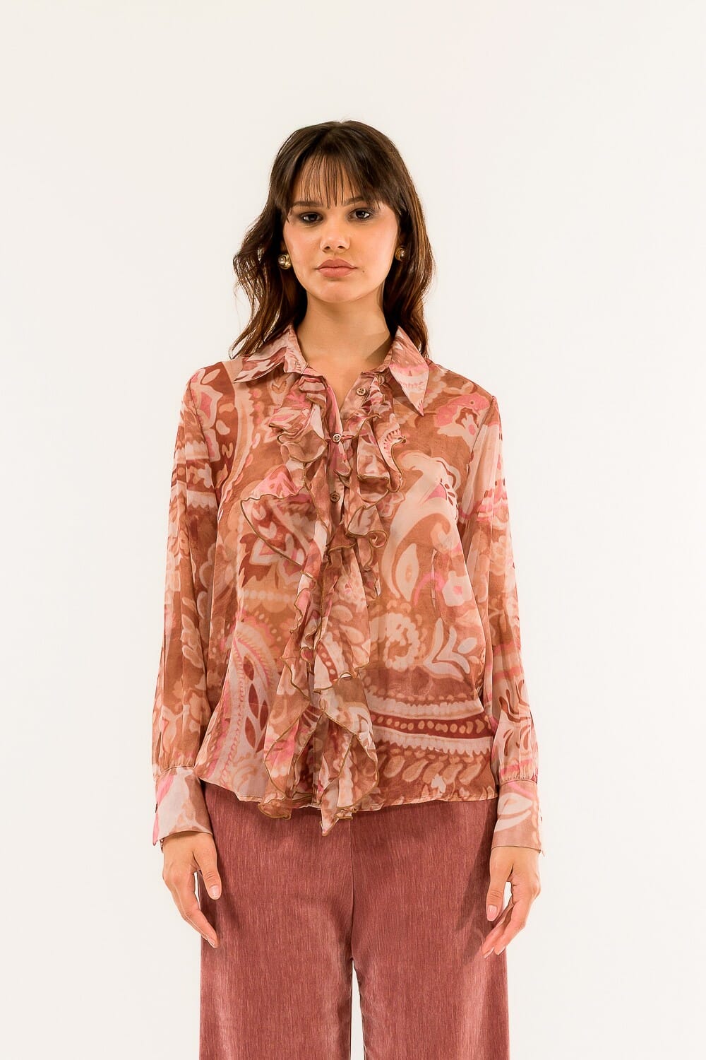 Camicia Rouches Fantasia Kontatto