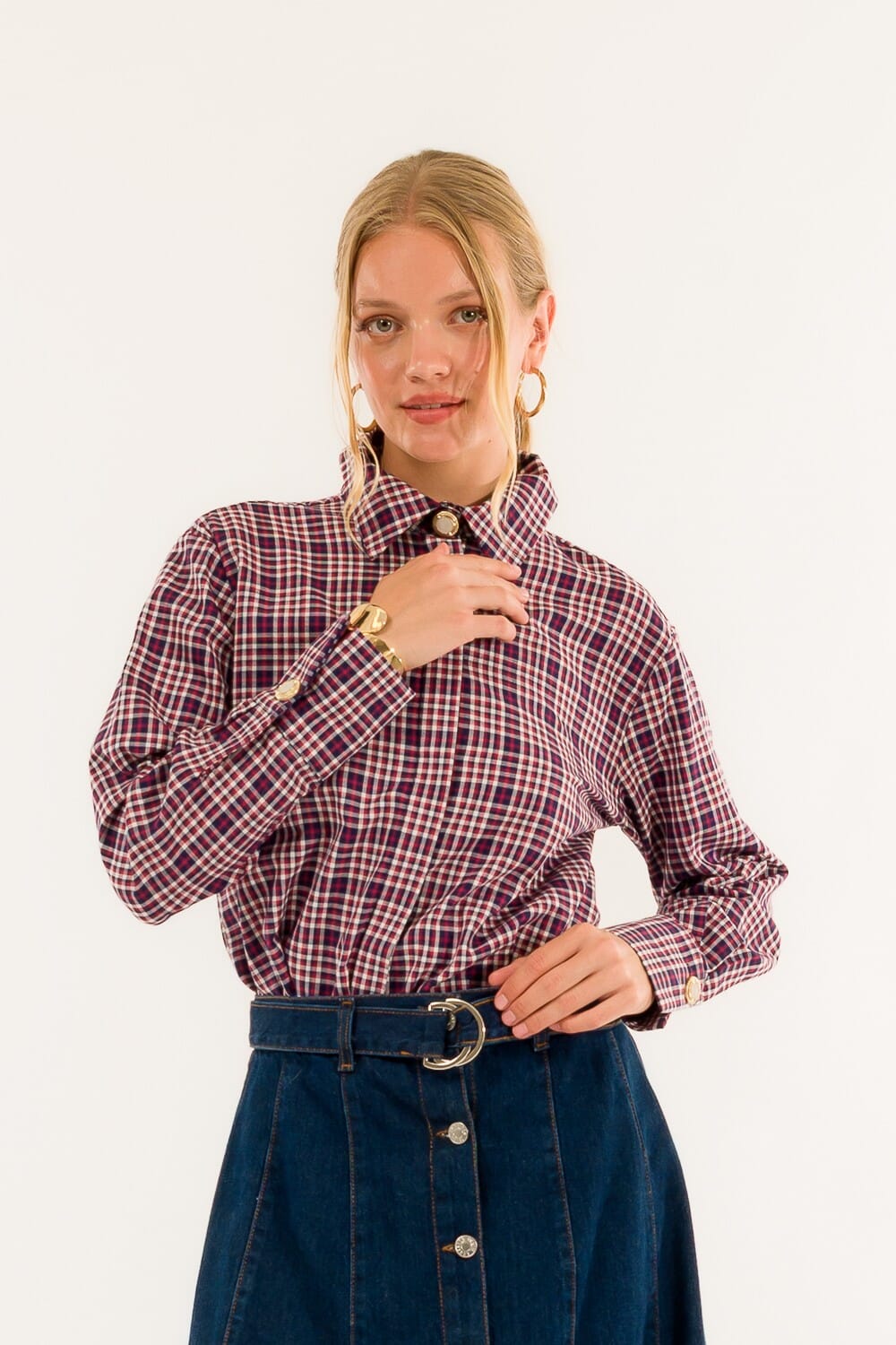 Camicia Check Bottoni Gioiello Kontatto