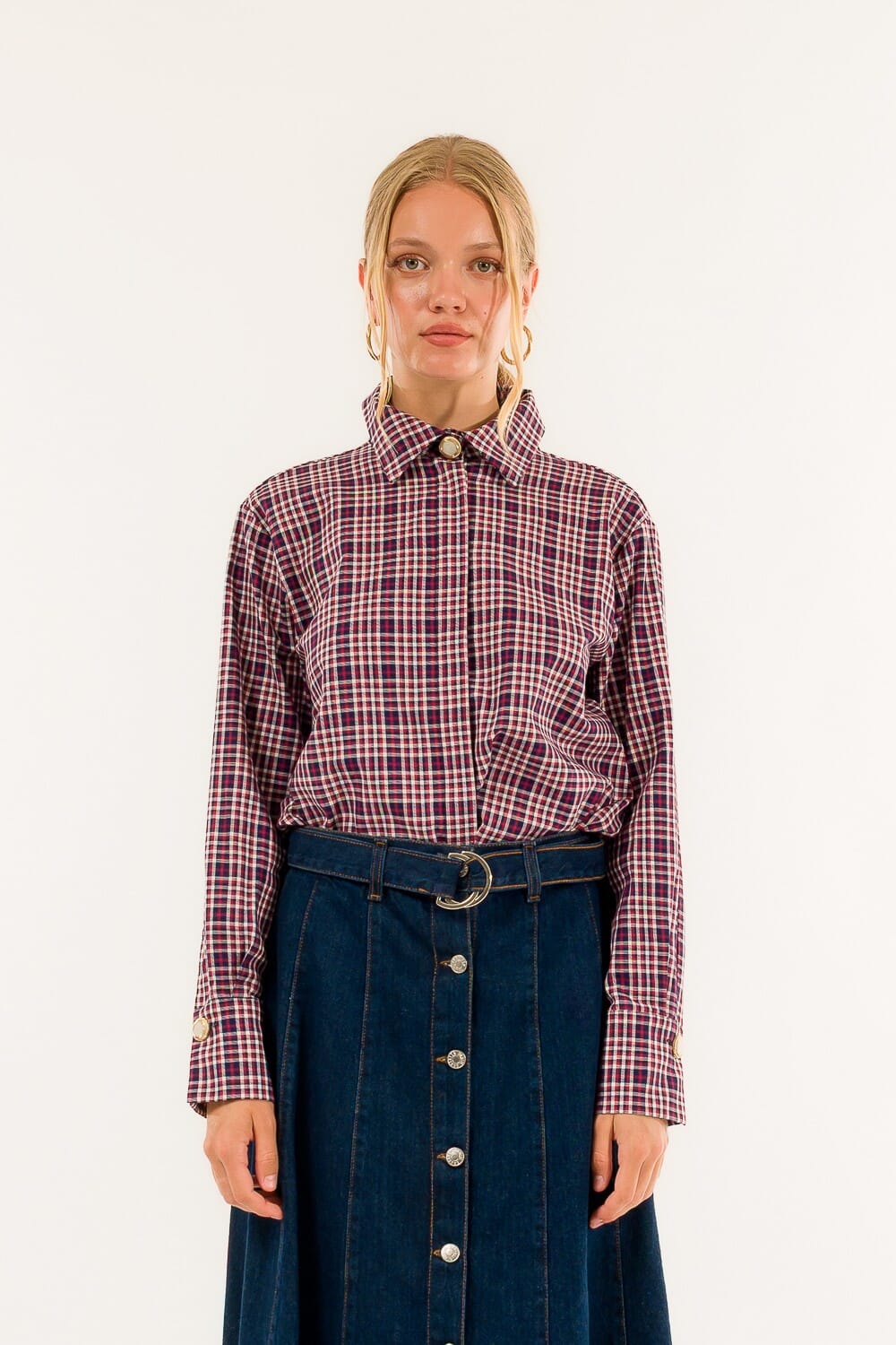 Camicia Check Bottoni Gioiello Kontatto