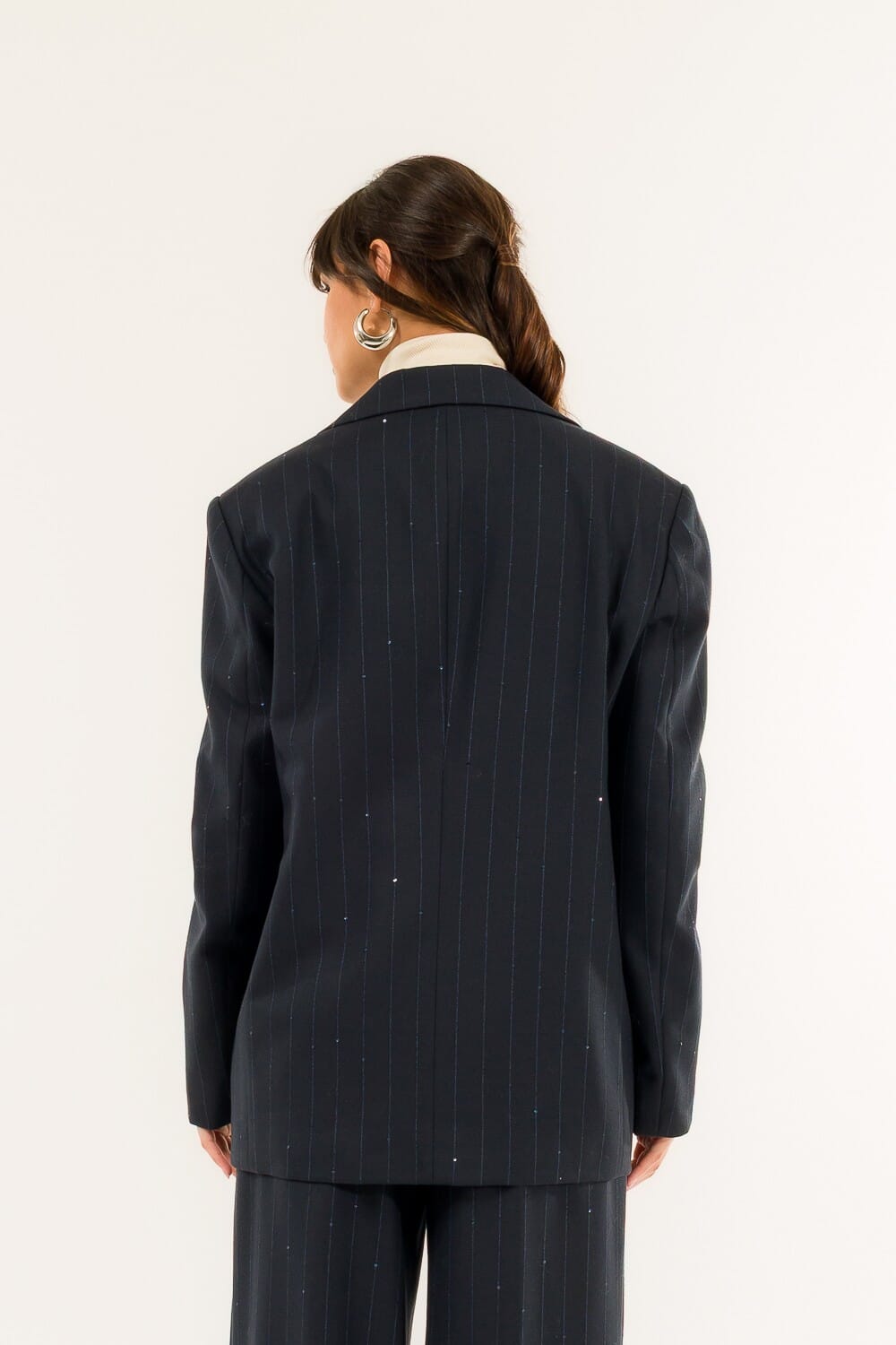 Giacca Over Gessato Paillettes Kontatto