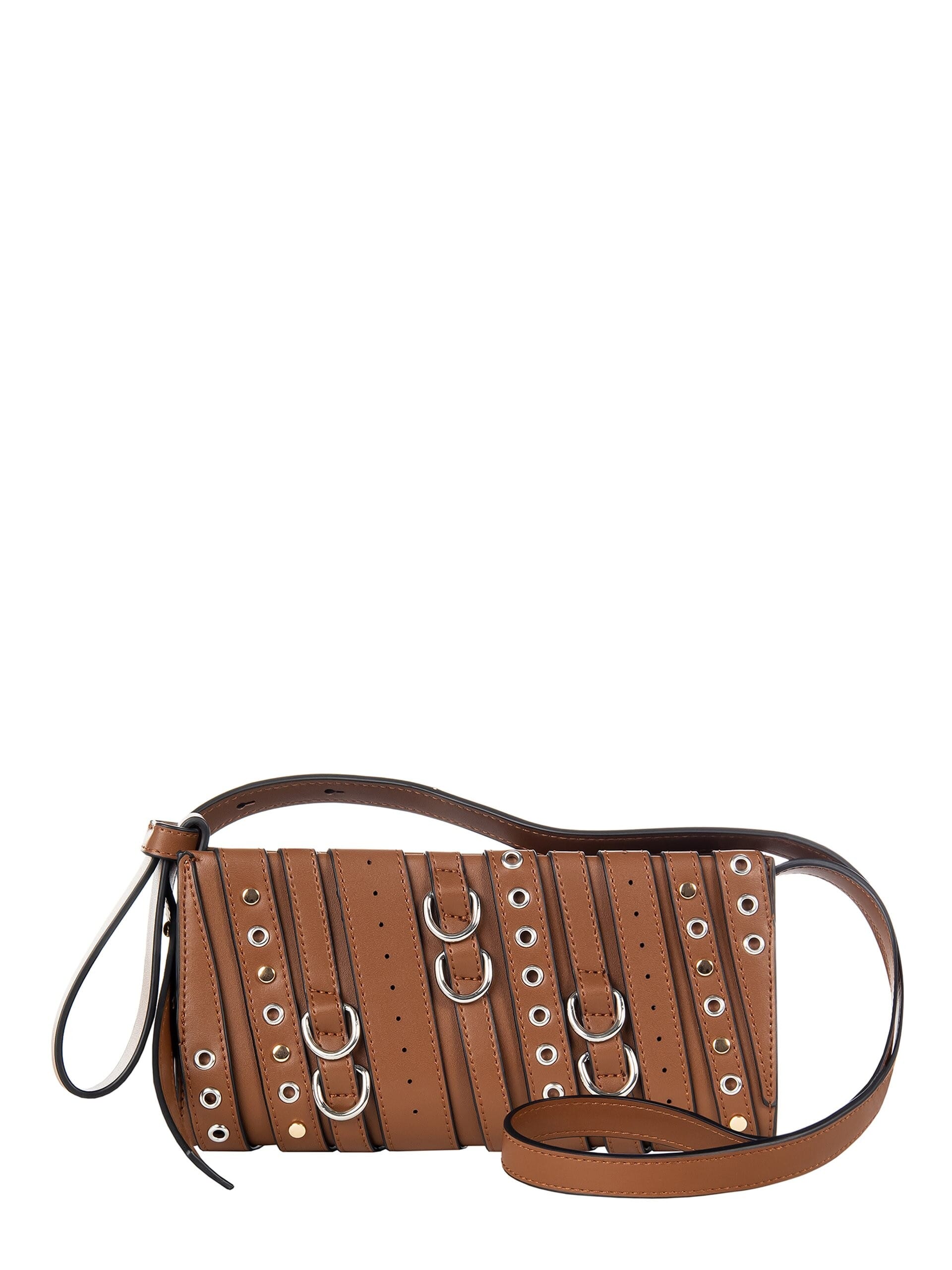 Borsa Crossbody In Similpelle Con Occhielli Borchie Ed Anelli Rinascimento
