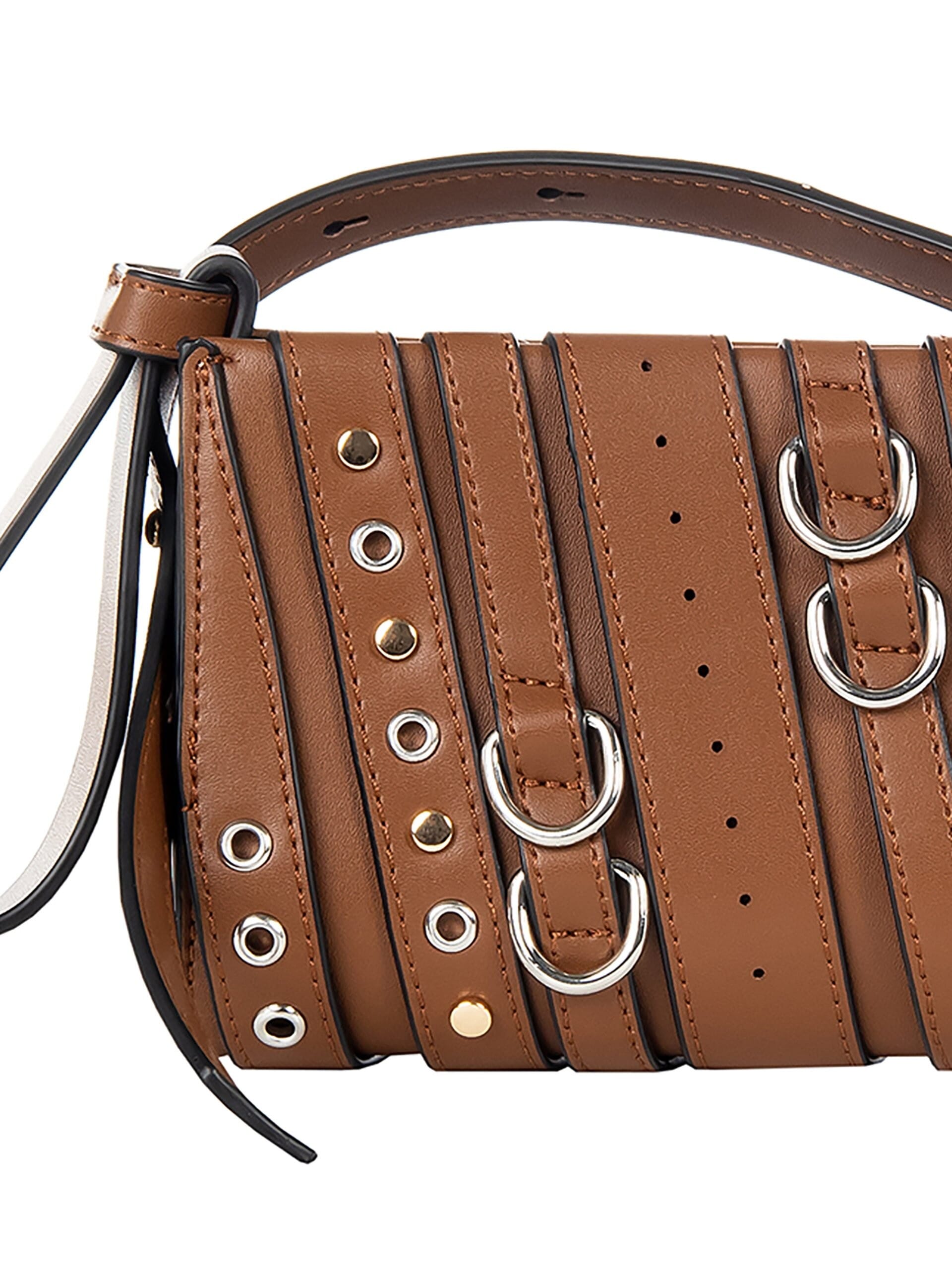 Borsa Crossbody In Similpelle Con Occhielli Borchie Ed Anelli Rinascimento
