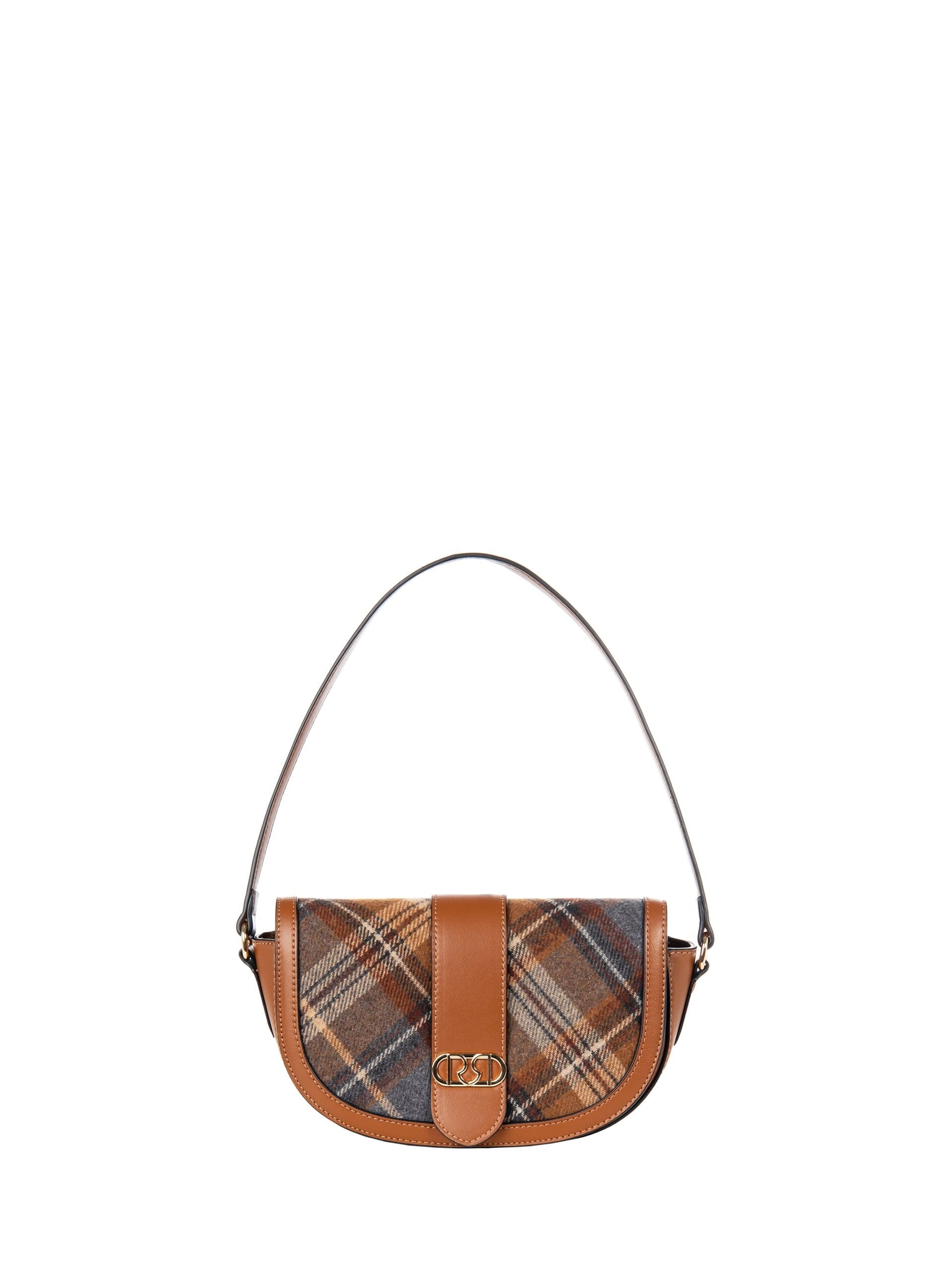 Borsa A Spalla In Similpelle E Tessuto A Quadri Con 1 Tracolla Removibile Rinascimento