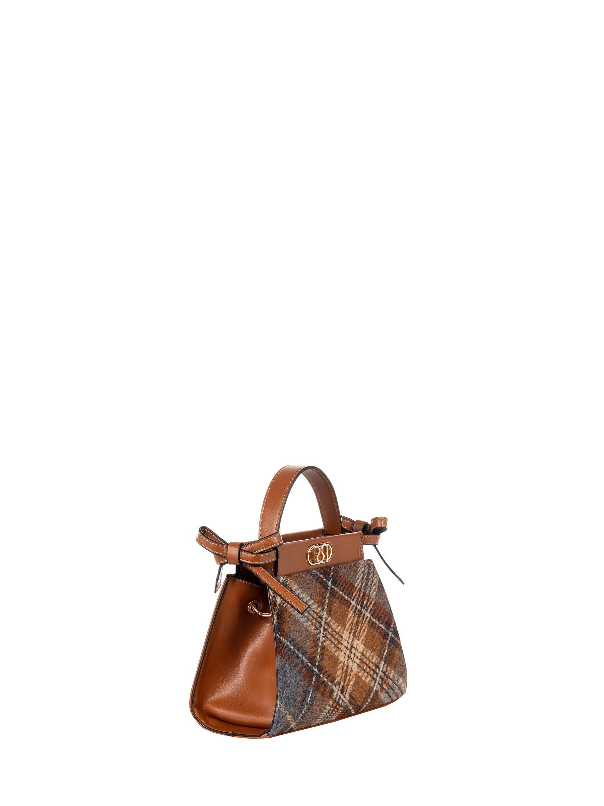 Simil leather and checked fabric handbag with removable shoulder strap Rinascimento