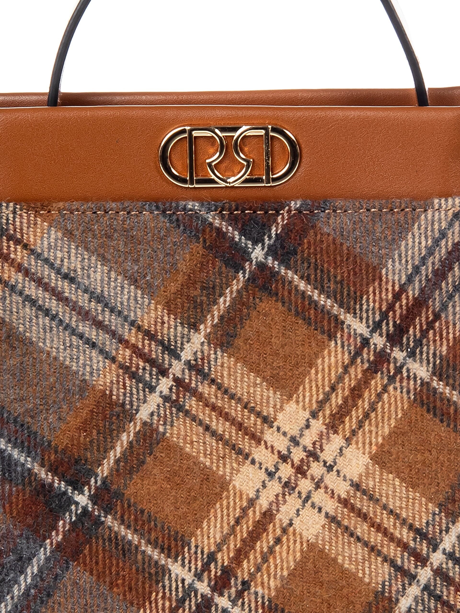 Simil leather and checked fabric handbag with removable shoulder strap Rinascimento