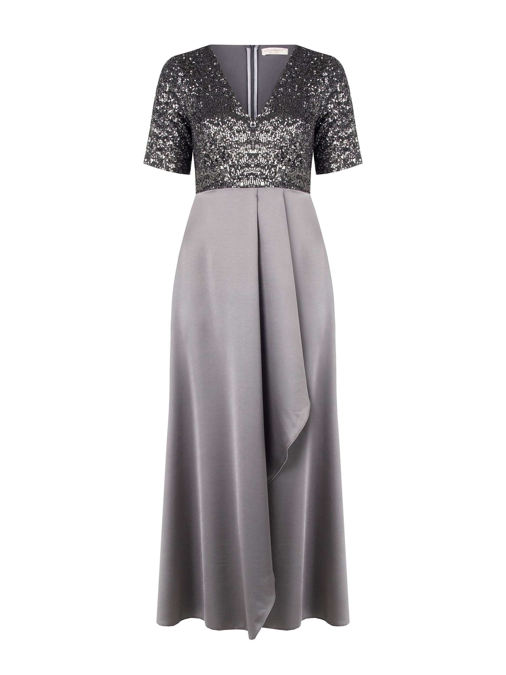 Abito Lungo A Ruota Curvy In Raso Con Top Ricoperto Di Paillettes Rinascimento Curvy