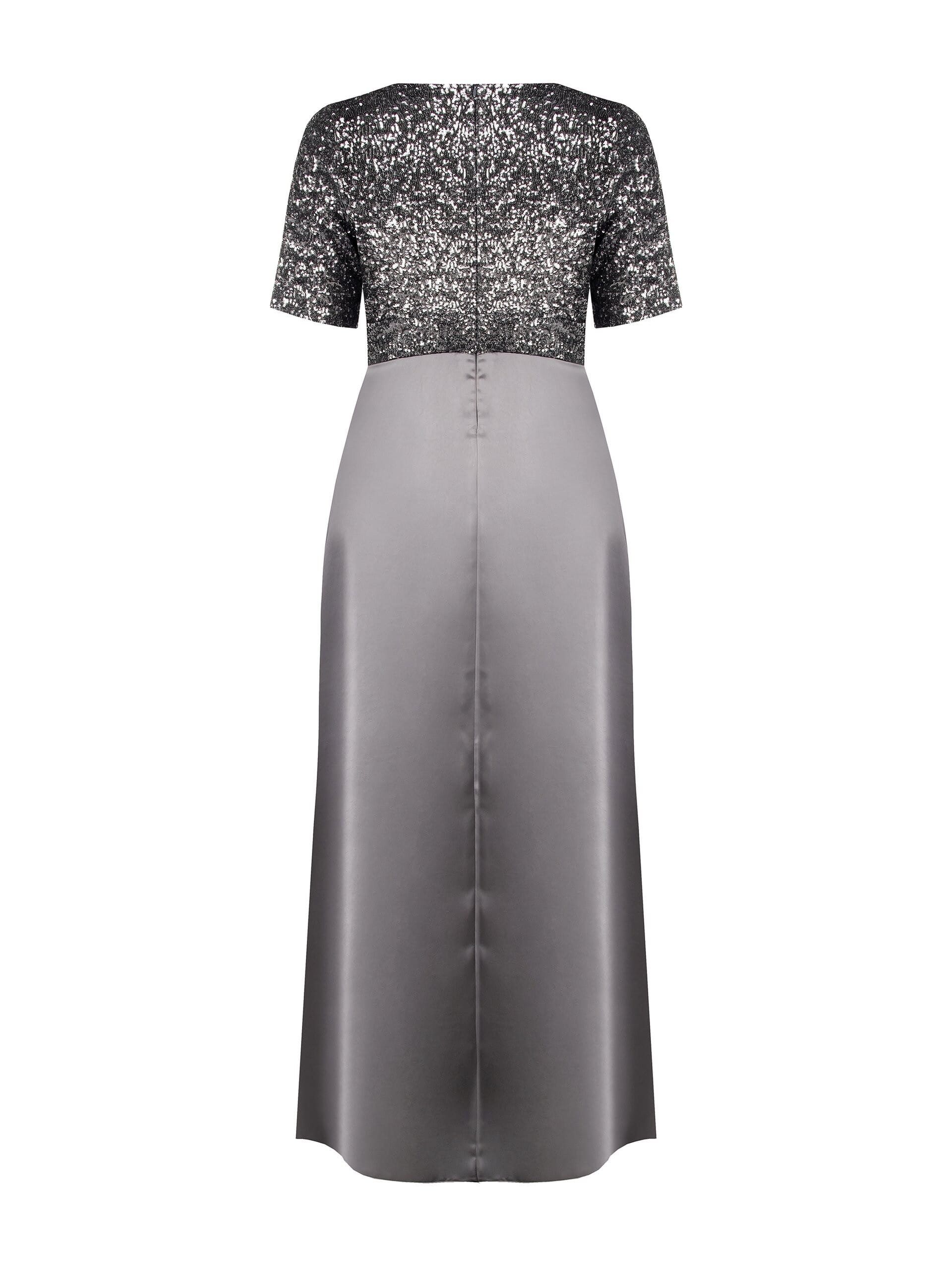 Abito Lungo A Ruota Curvy In Raso Con Top Ricoperto Di Paillettes Rinascimento Curvy