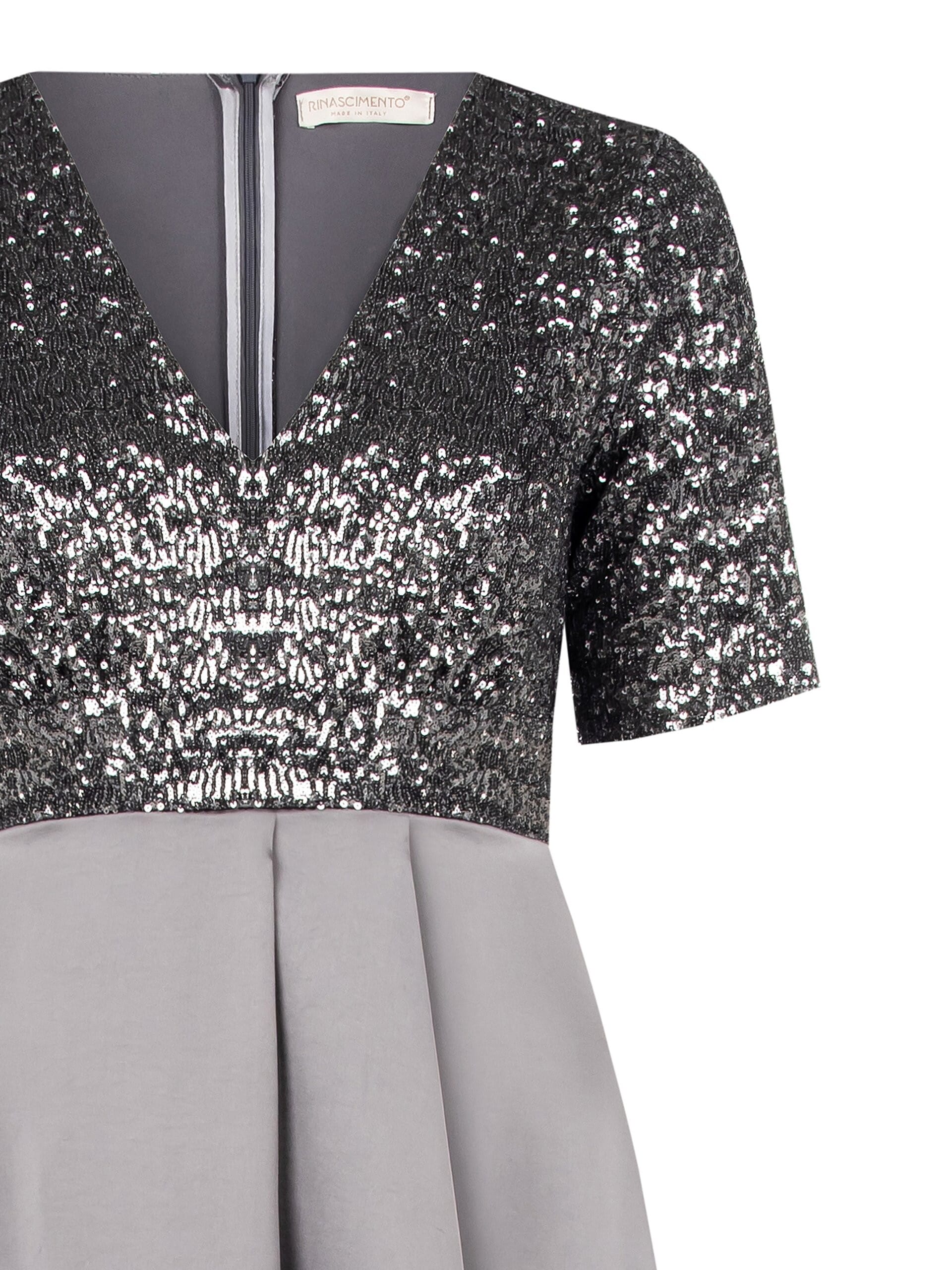 Abito Lungo A Ruota Curvy In Raso Con Top Ricoperto Di Paillettes Rinascimento Curvy