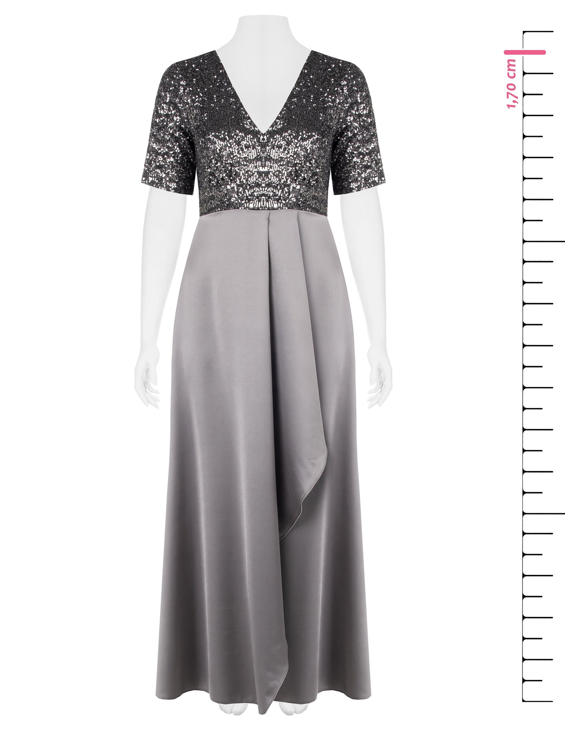 Abito Lungo A Ruota Curvy In Raso Con Top Ricoperto Di Paillettes Rinascimento Curvy