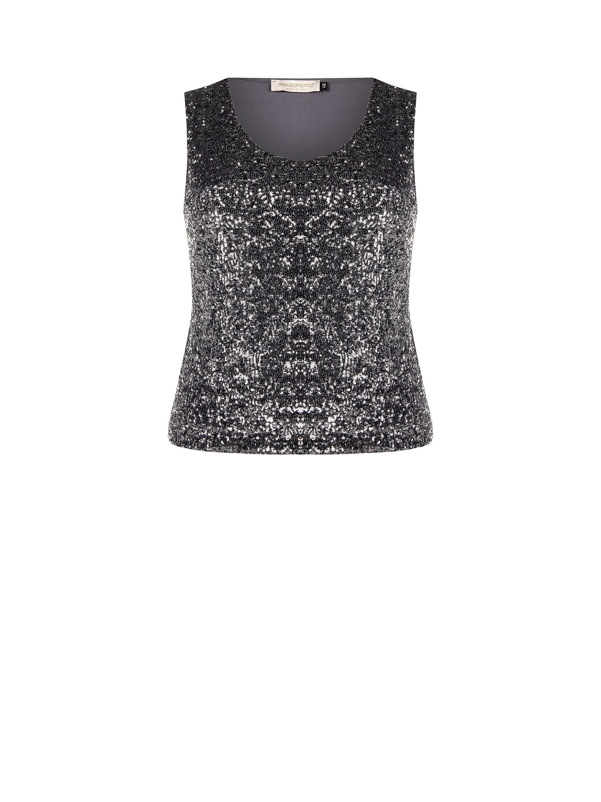 Sequins Covered Curvy V-neck Rinascimento Top