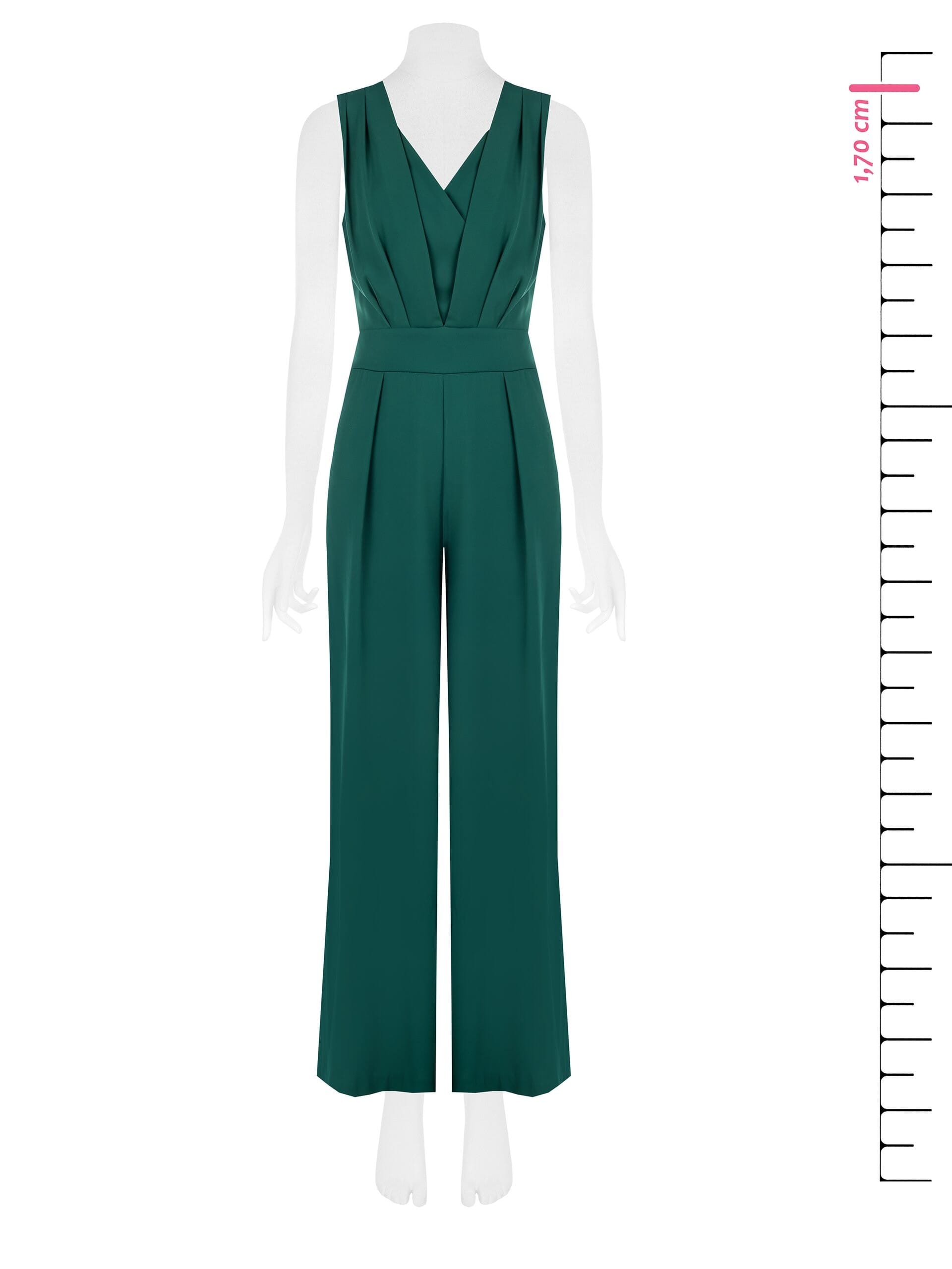 Fluid Fabric Palazzo One-piece Suit With Criss-cross V-Neckline And Back Bow Rinascimento