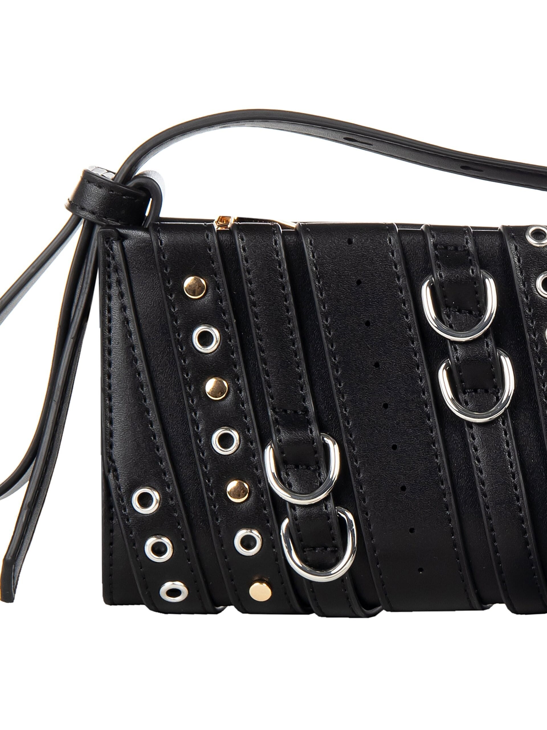 Borsa Crossbody In Similpelle Con Occhielli Borchie Ed Anelli Rinascimento
