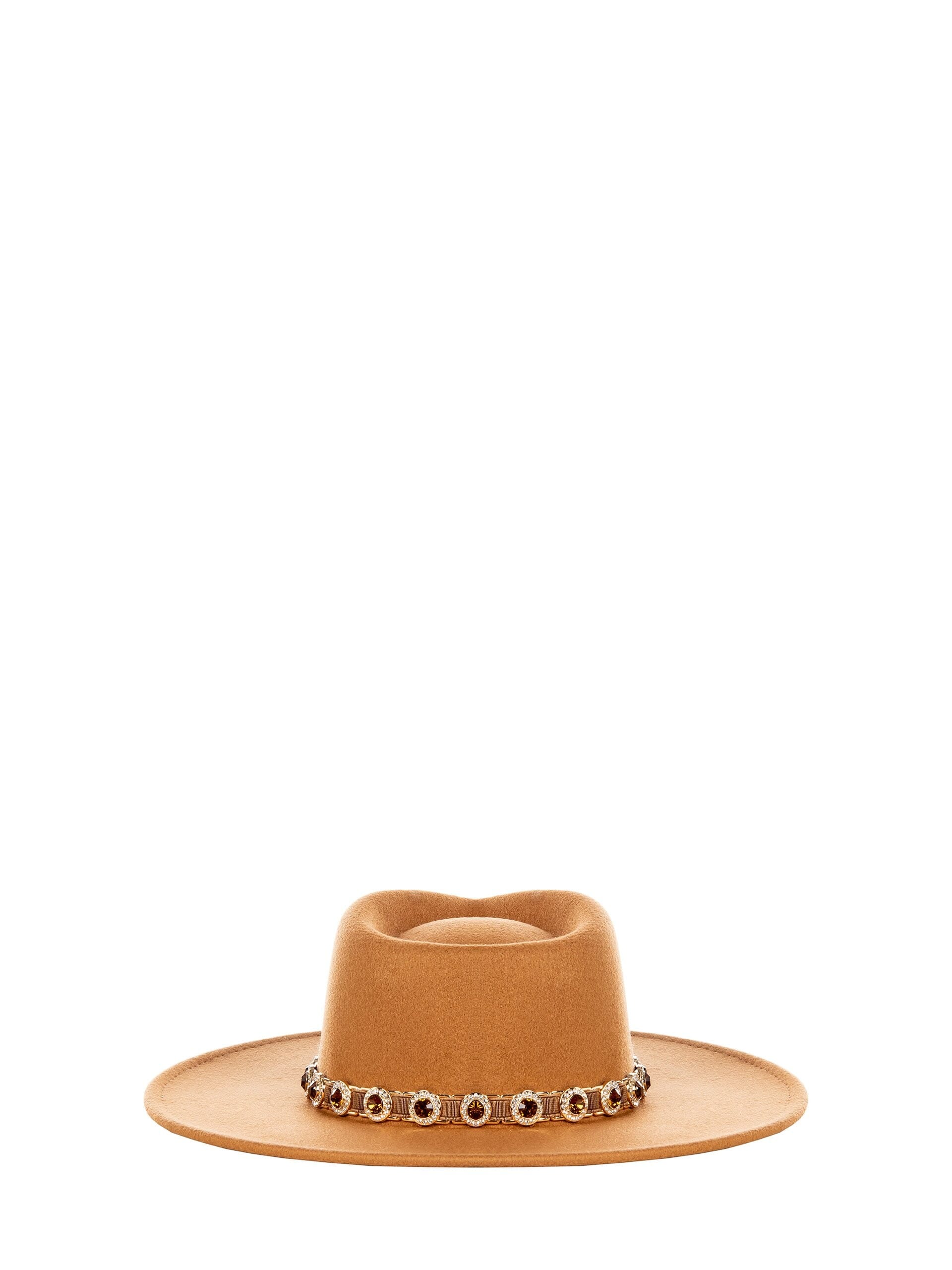 Cappello Fedora A Tesa Larga Con Strass E Pietre Rinascimento