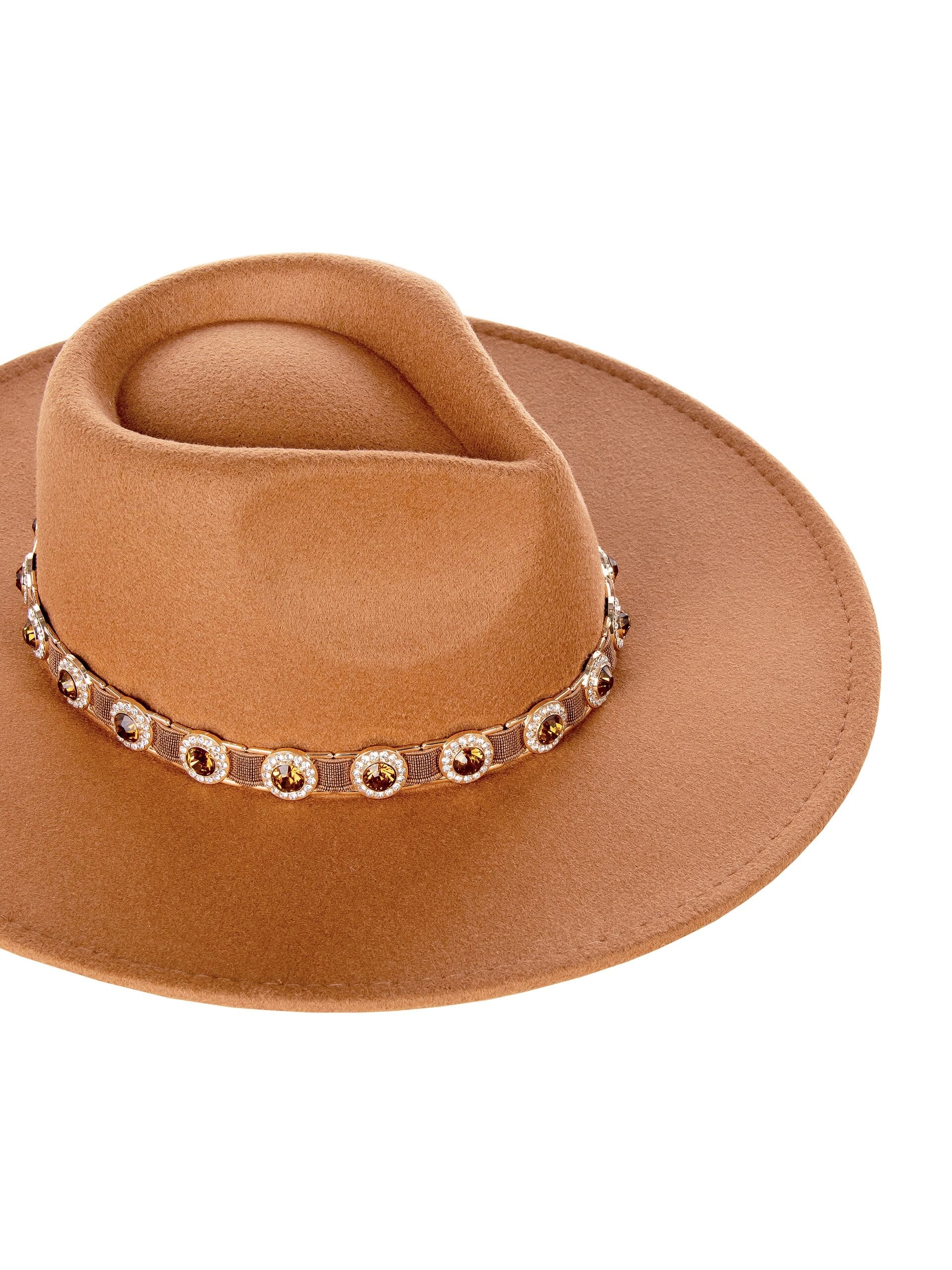 Cappello Fedora A Tesa Larga Con Strass E Pietre Rinascimento