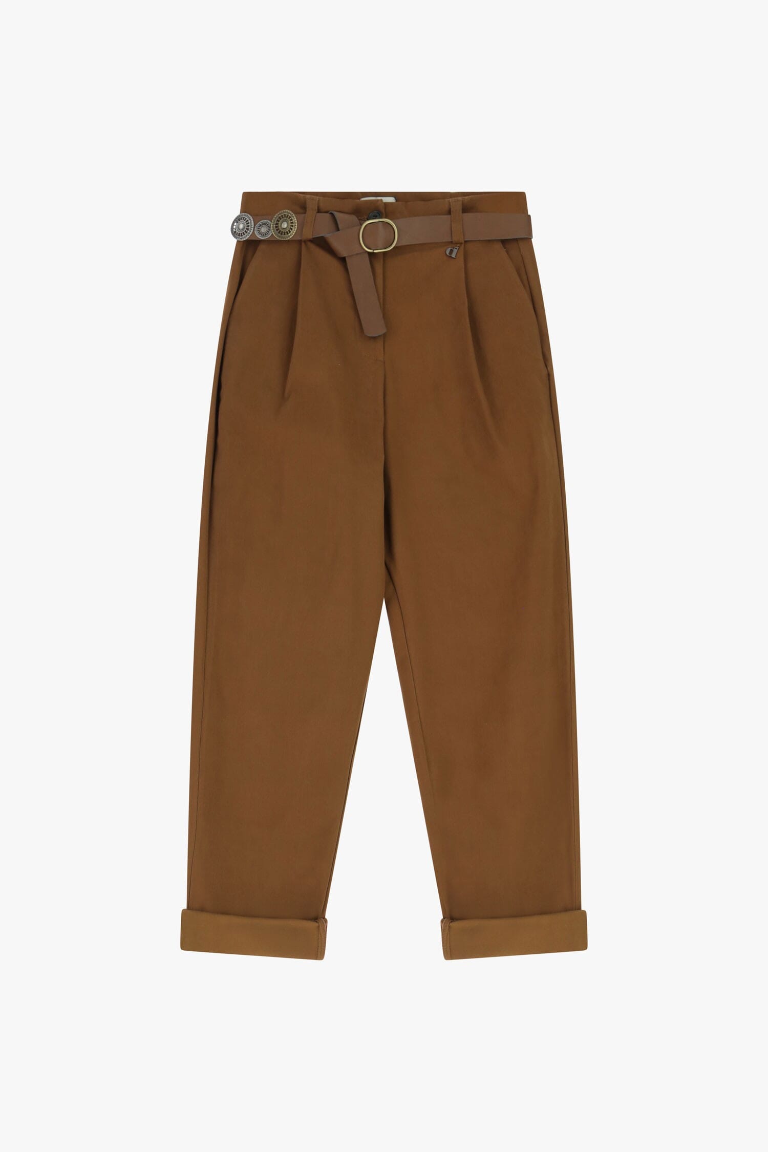 Trousers Chino Fit Con Cintura Decorativa E Risvolto Dixie